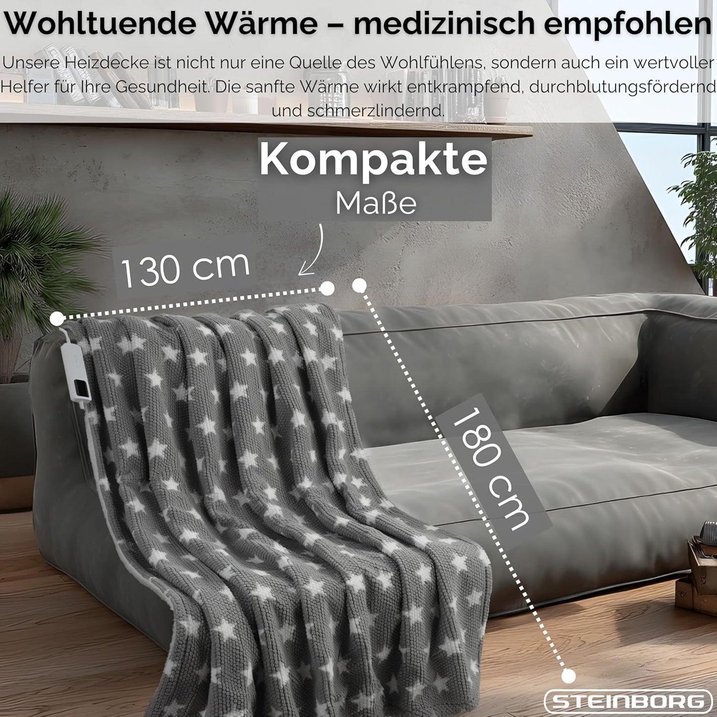 Elektrische Heizdecke mit Abschaltautomatik (waschbar)