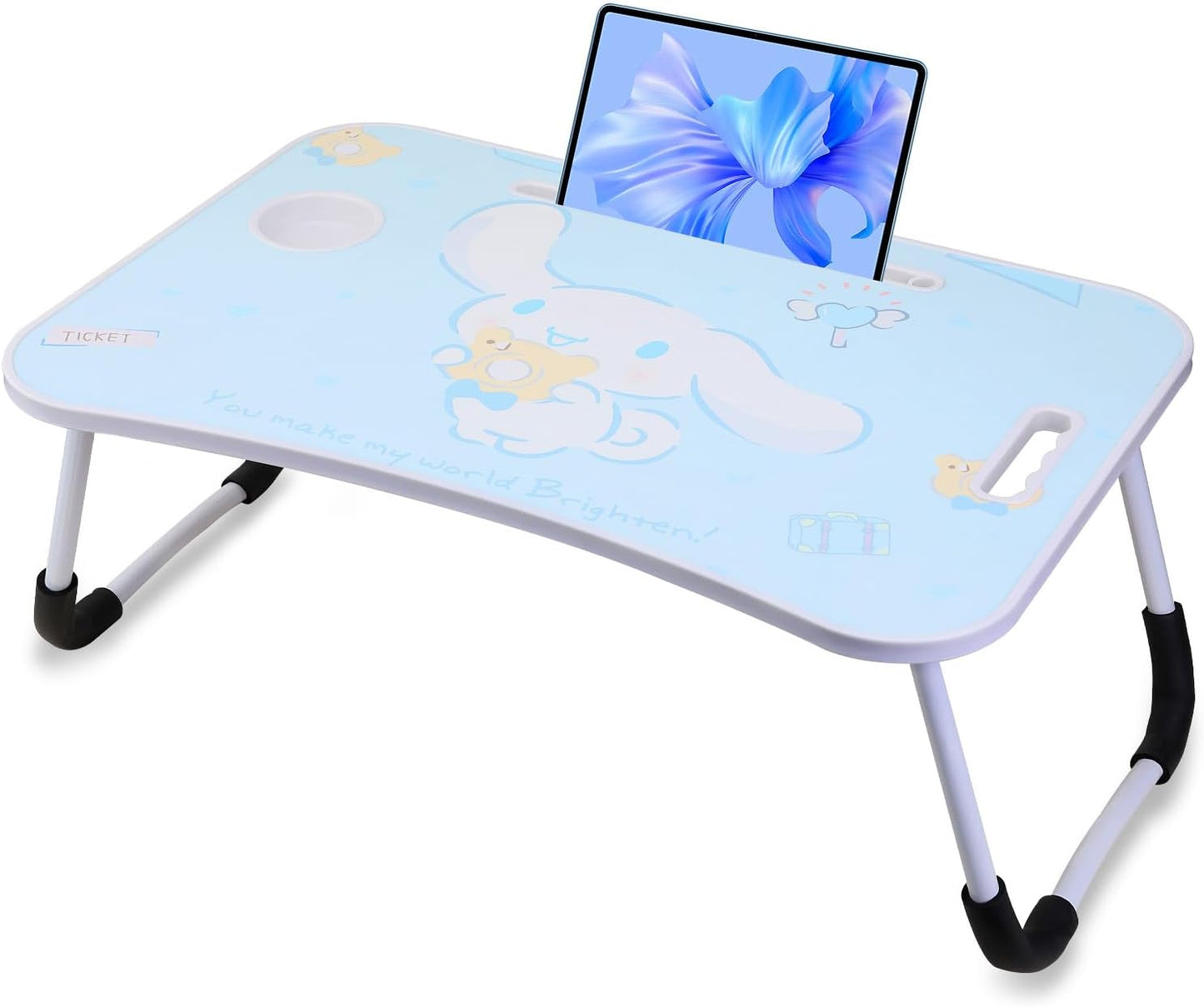 Laptop-Tisch mit klappbaren Beinen & Getränkehalter, Blau Bear