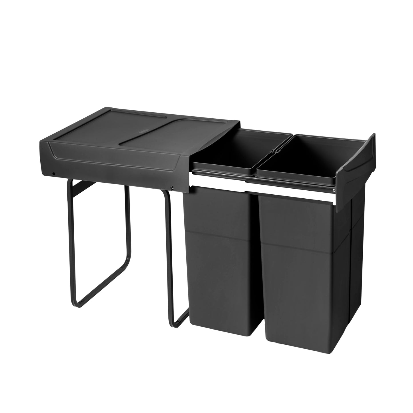 Recyclingbehälter zur Bodenmontage, Schwarz 2X25 L Küchenabfallbehälter (Bodenbefestigung)