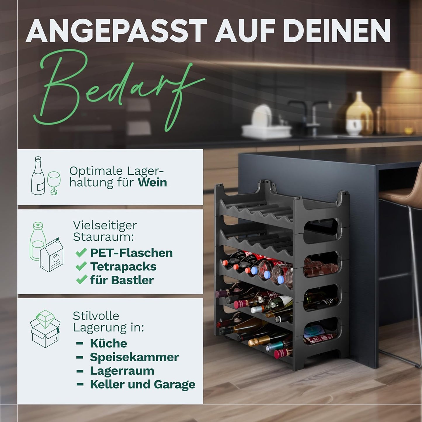 Modulares Weinflaschenregal für 144 Flaschen, für 144 Flaschen