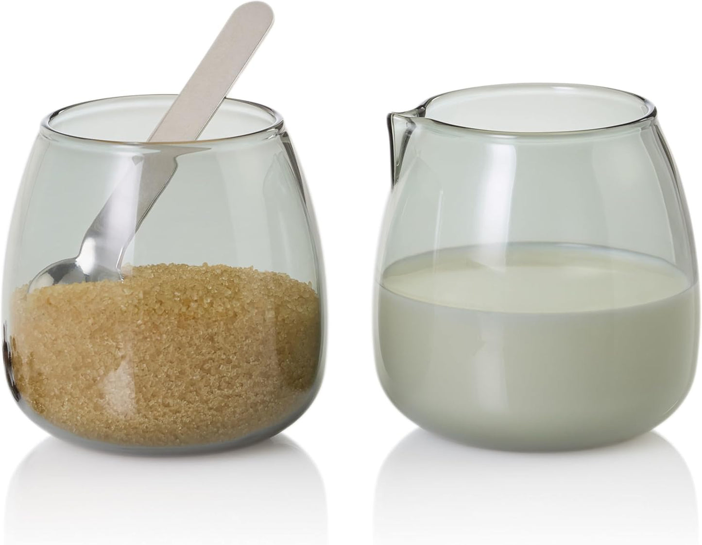 Milchkännchen und Zuckerdose Set mit Untersetzer, Milch & Zucker Set + Untersetzer
