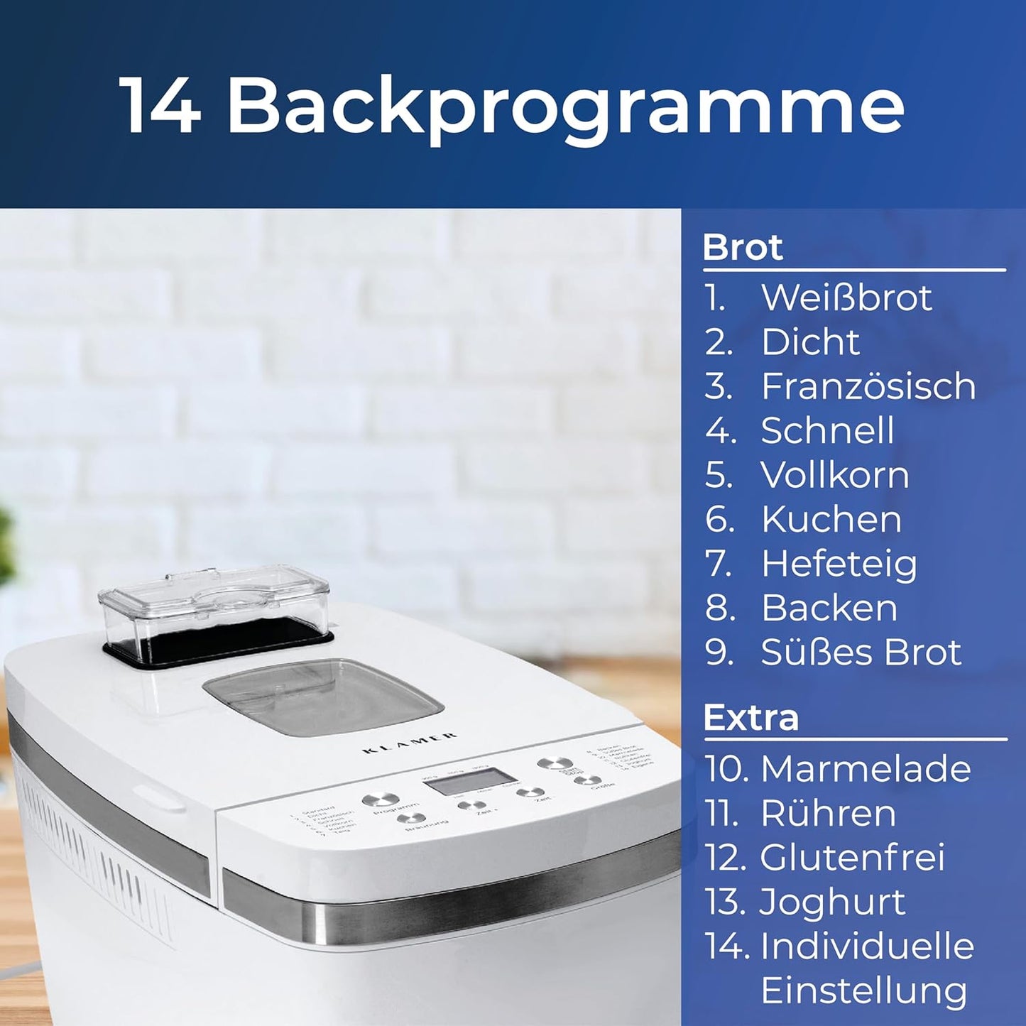 Brotbackautomat mit 14 Programmen