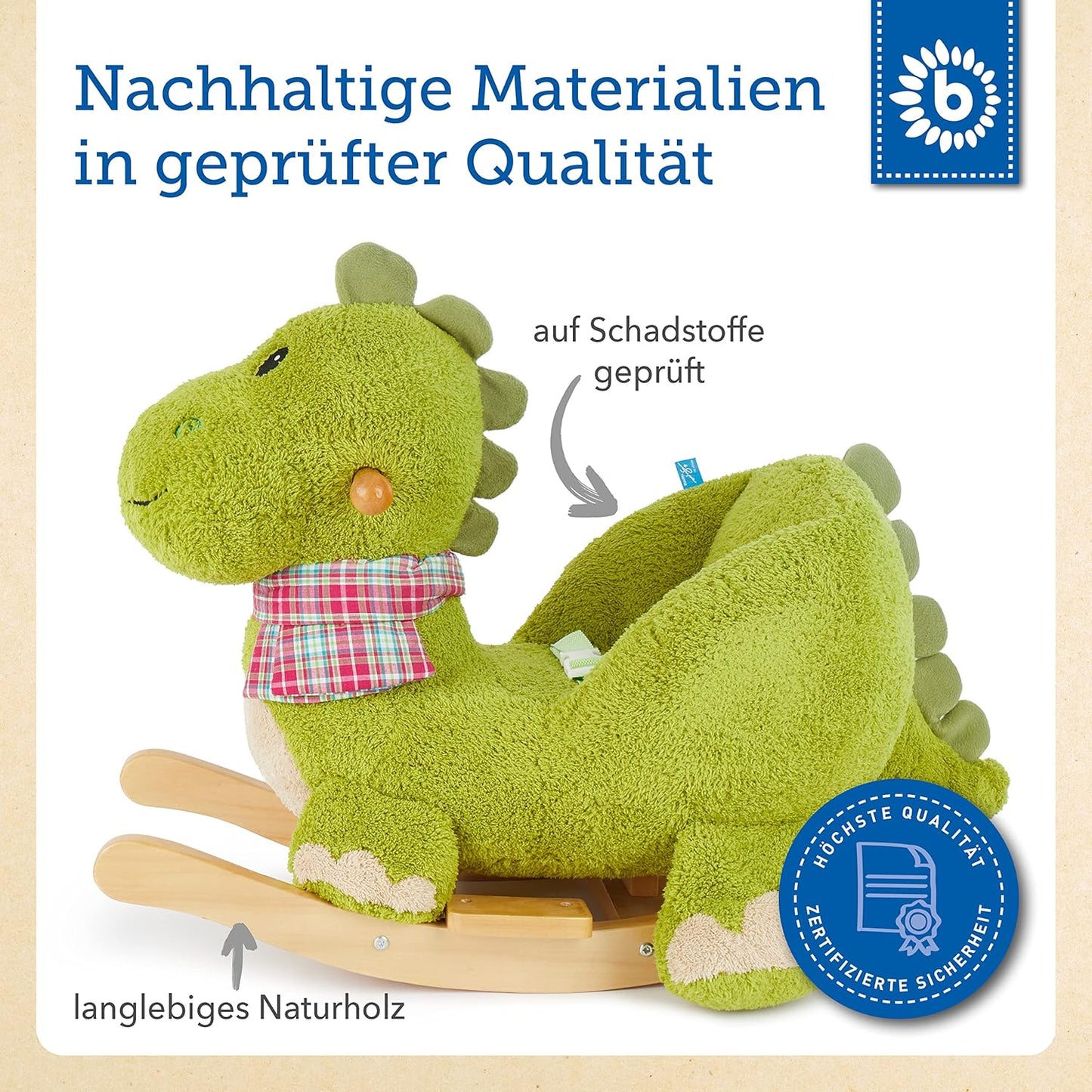 Plüsch-Schaukeltier - Dino mit Sicherheitsgurt, Dino