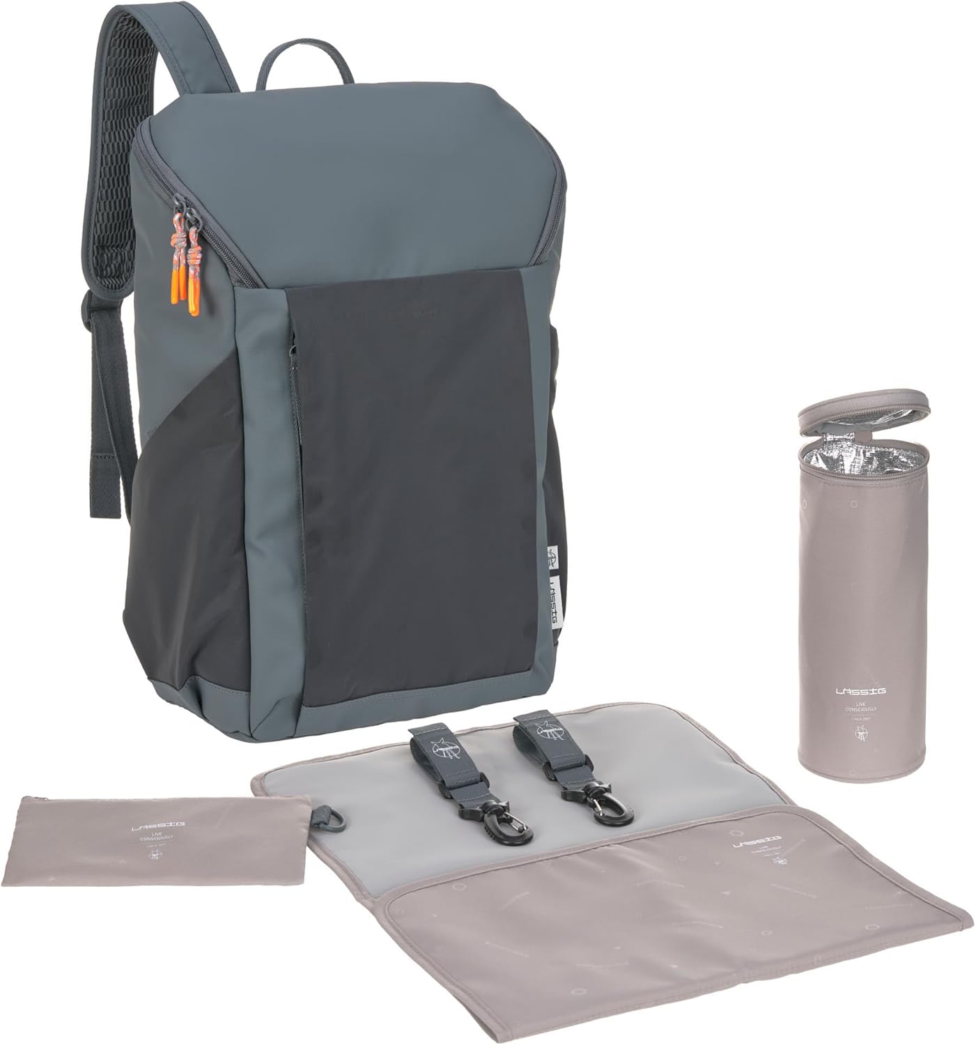 Wickelrucksack Slender Up mit Wickelunterlage und Flaschenhalter, Anthracite