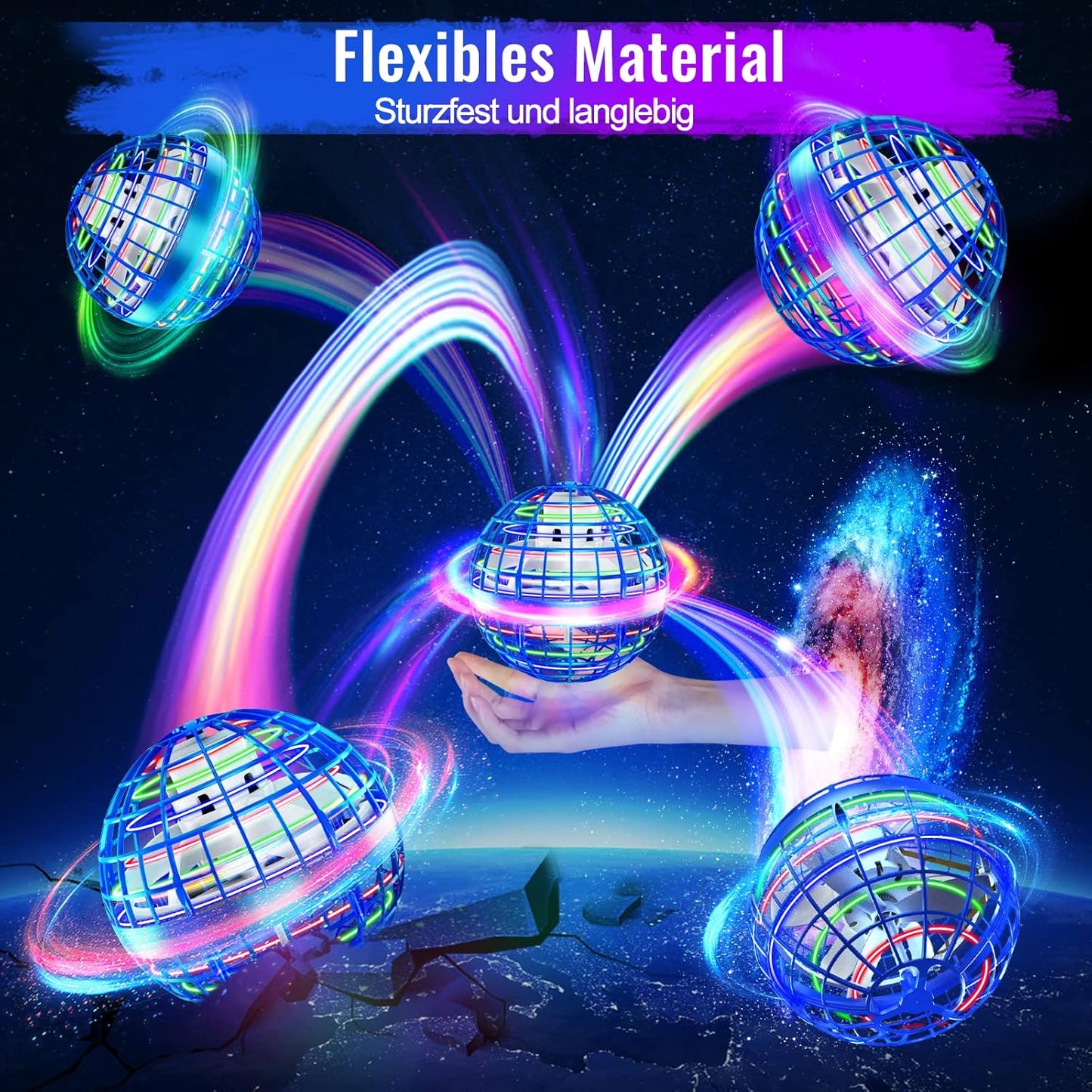 Fliegender Boomerang-Ball mit LED für Kinder ab 6 Jahren, 2 Azul