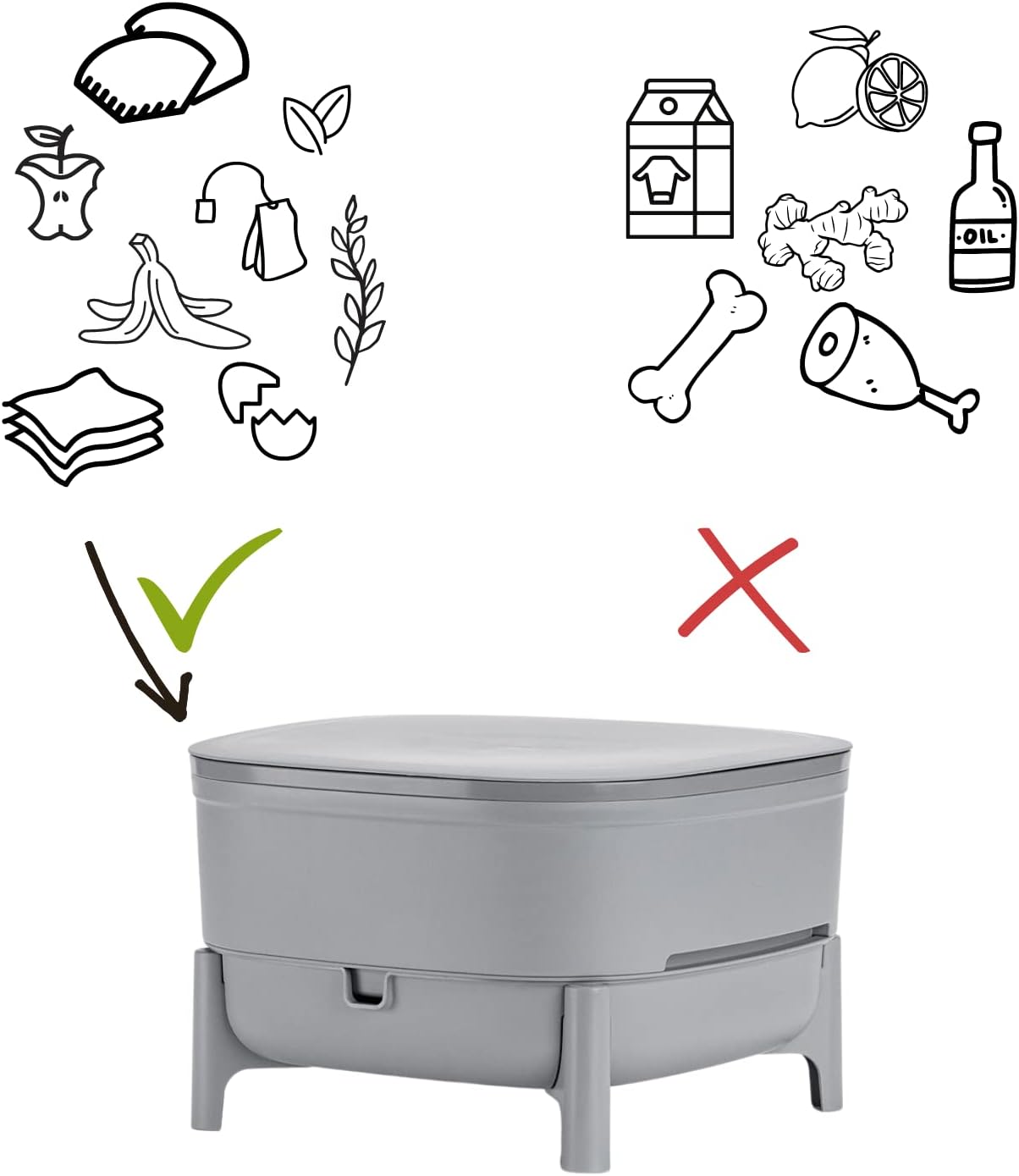 Wurmkomposter für Küche und Balkon (30L), Grau