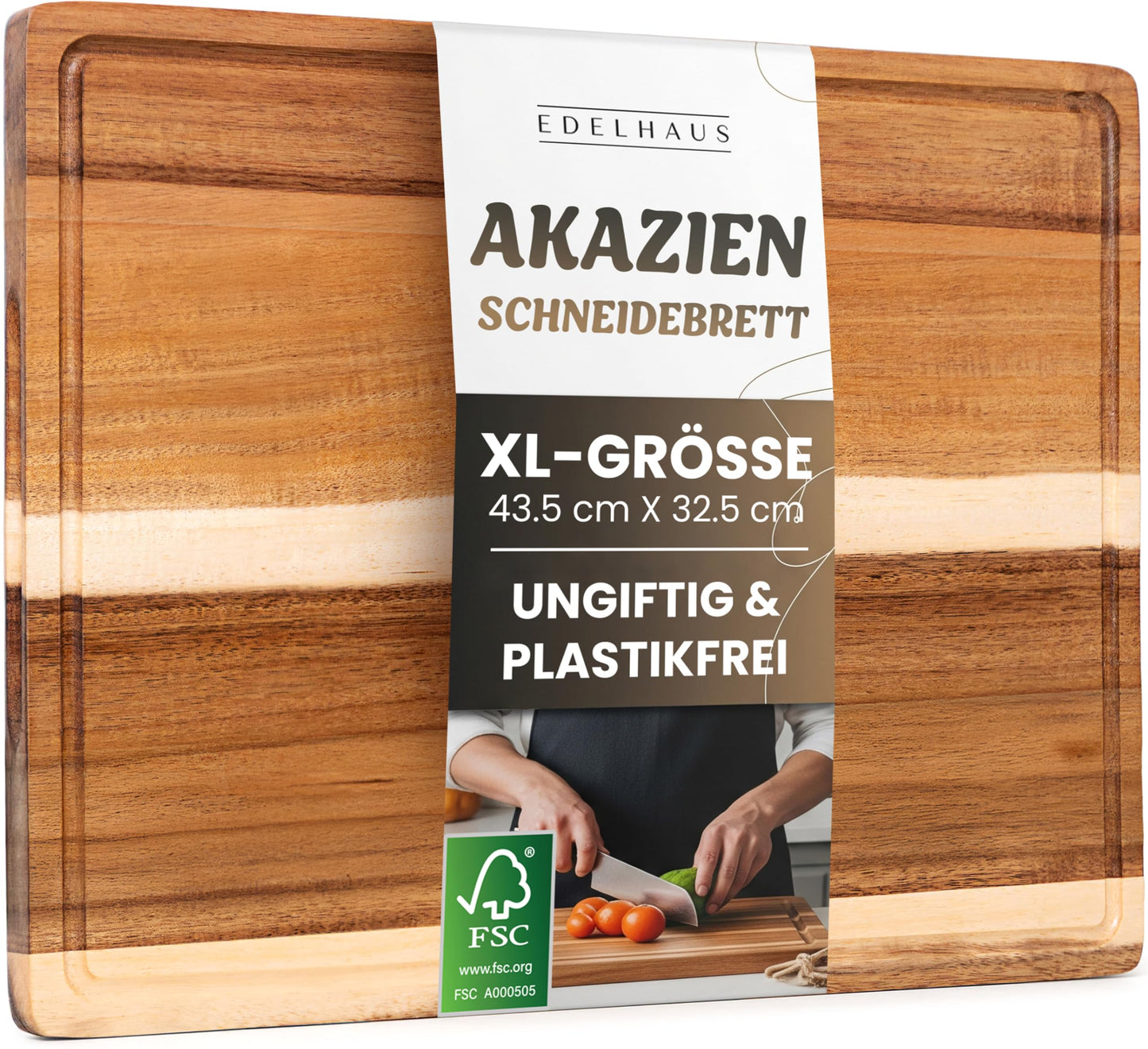 Holzschneidebrett mit Saftrille