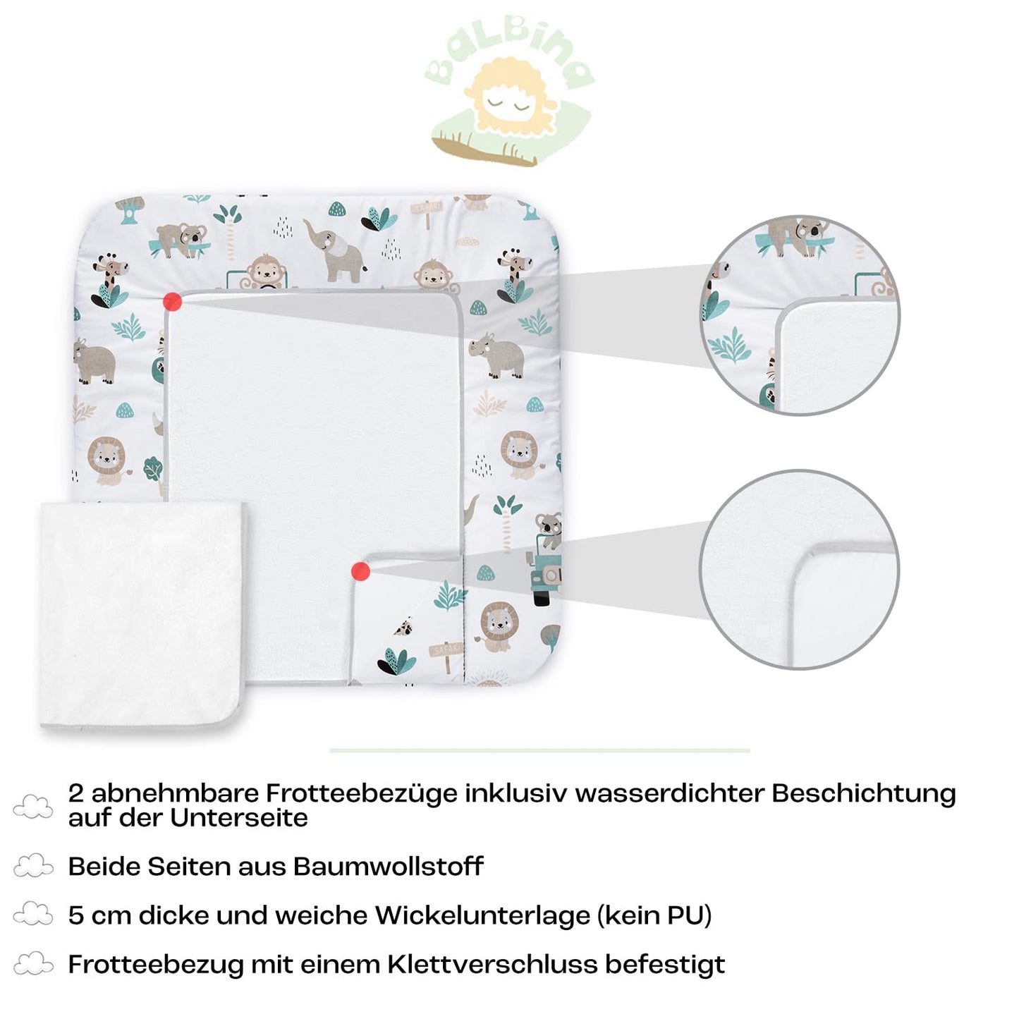 Wickeltischauflage Autos im Zoo mit Frottierhandtüchern, 70x60 Autos im Zoo