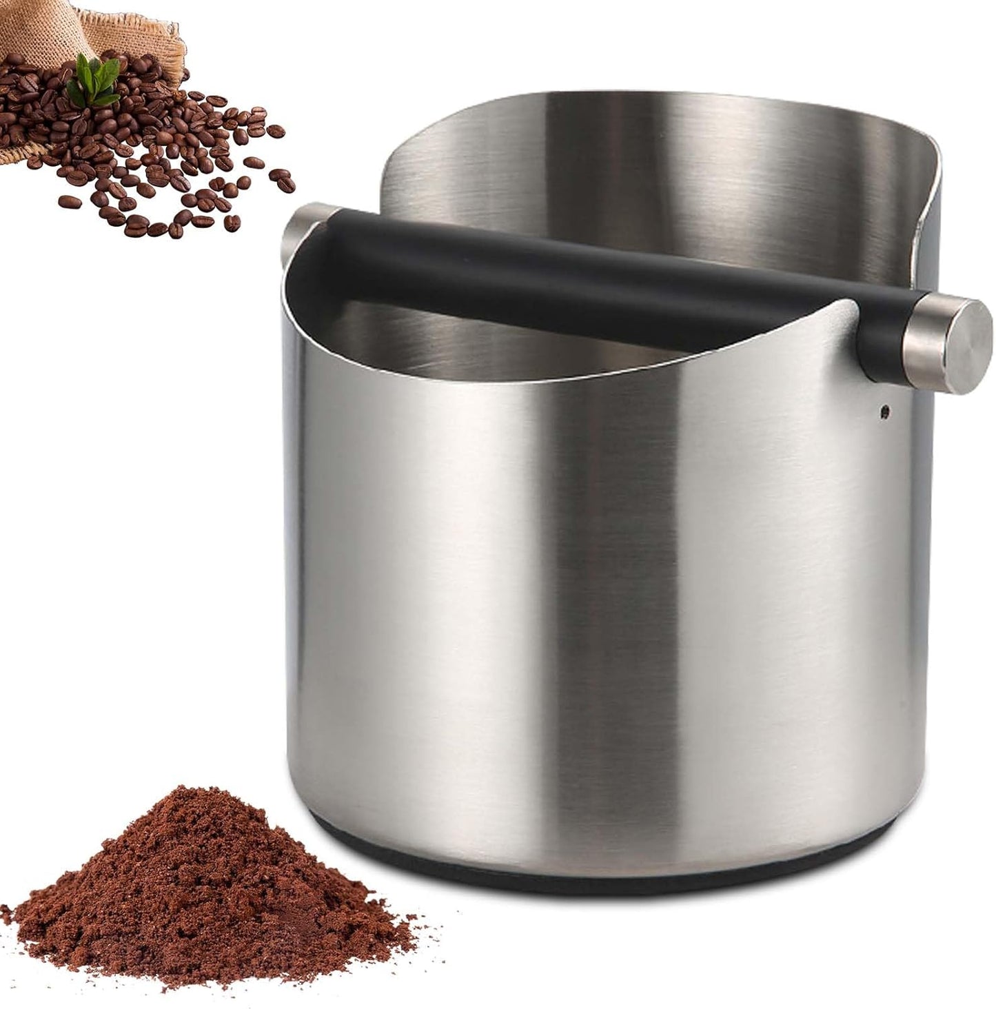 Abklopfbehälter für Siebträger, Silber 0,6l