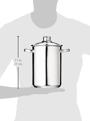 Edelstahl Spargelkochtopf mit Glasdeckel und Dreifachboden, Silber 16 cm