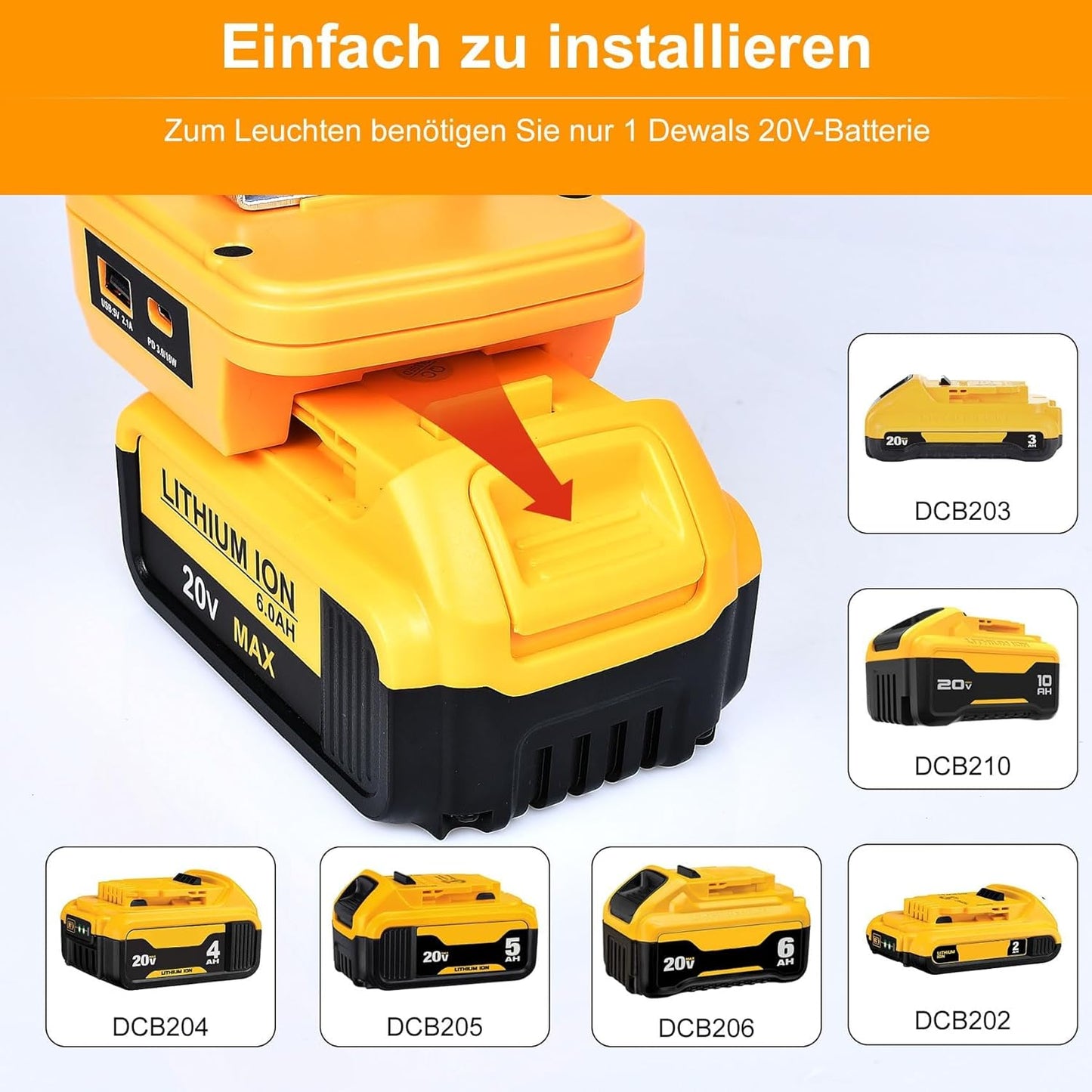LED Arbeitsleuchte für Dewalt, NDWZFDTS4IN