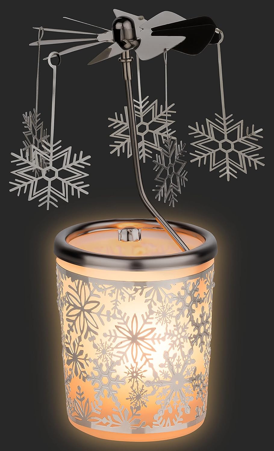 Weihnachtliches Teelichtkarussell Schneeflocke, Silber