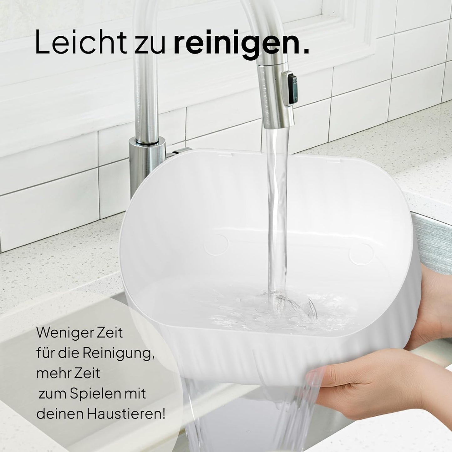 Kabelloser Katzentrinkbrunnen mit Bewegungssensor, 3L, Weiss 3L