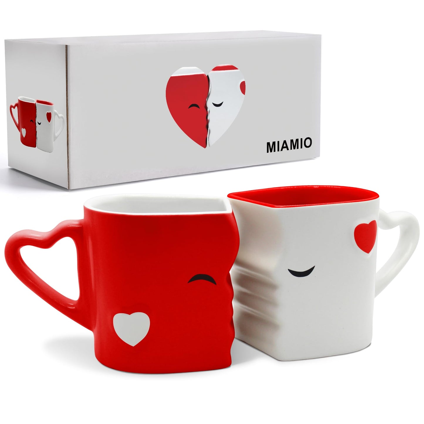 Küssende Tassen Set für Hochzeiten & Geschenke, Rot