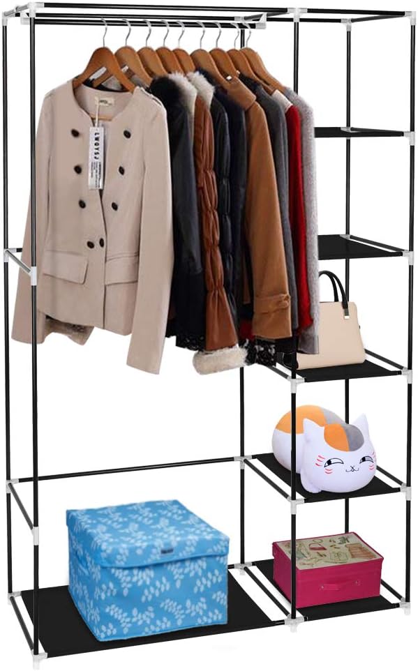 Stoff-Kleiderschrank, 110 x 45 x 175 cm Schwarz