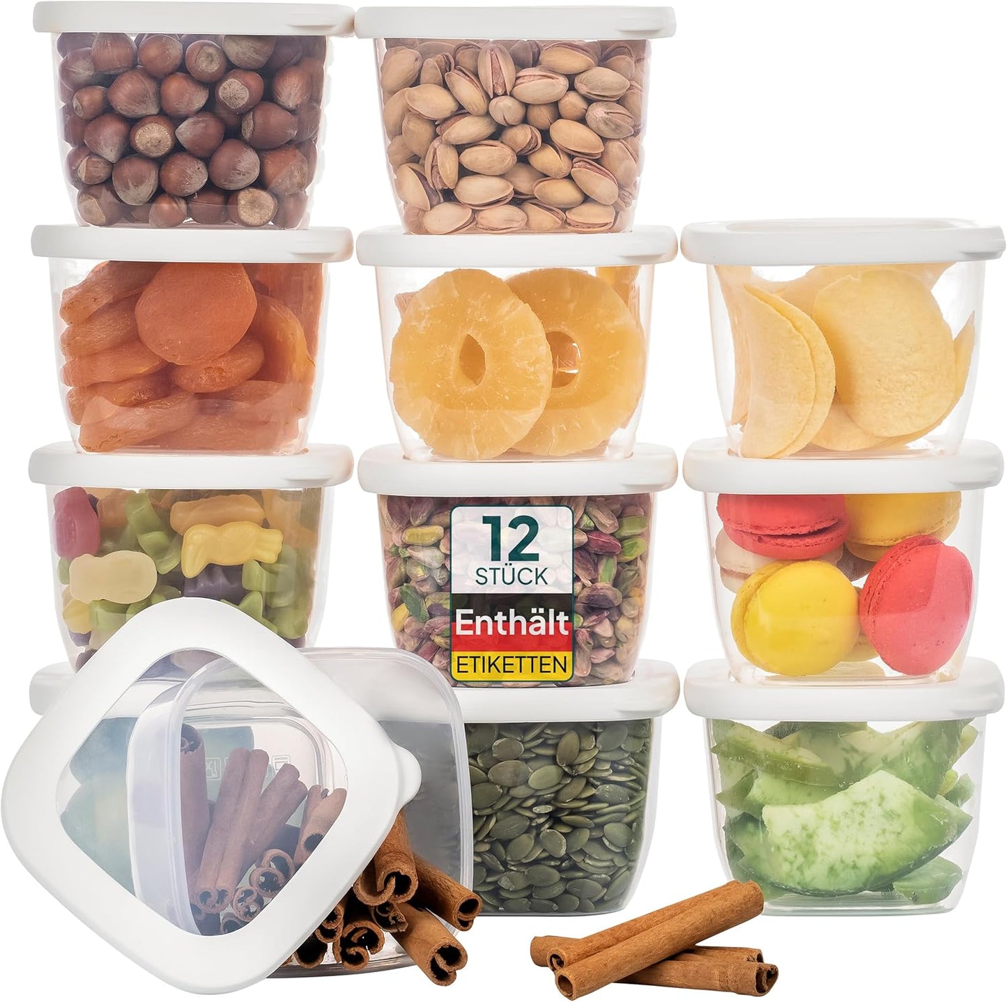 12-teiliges Vorratsdosen Set, 12x550ml-weiss