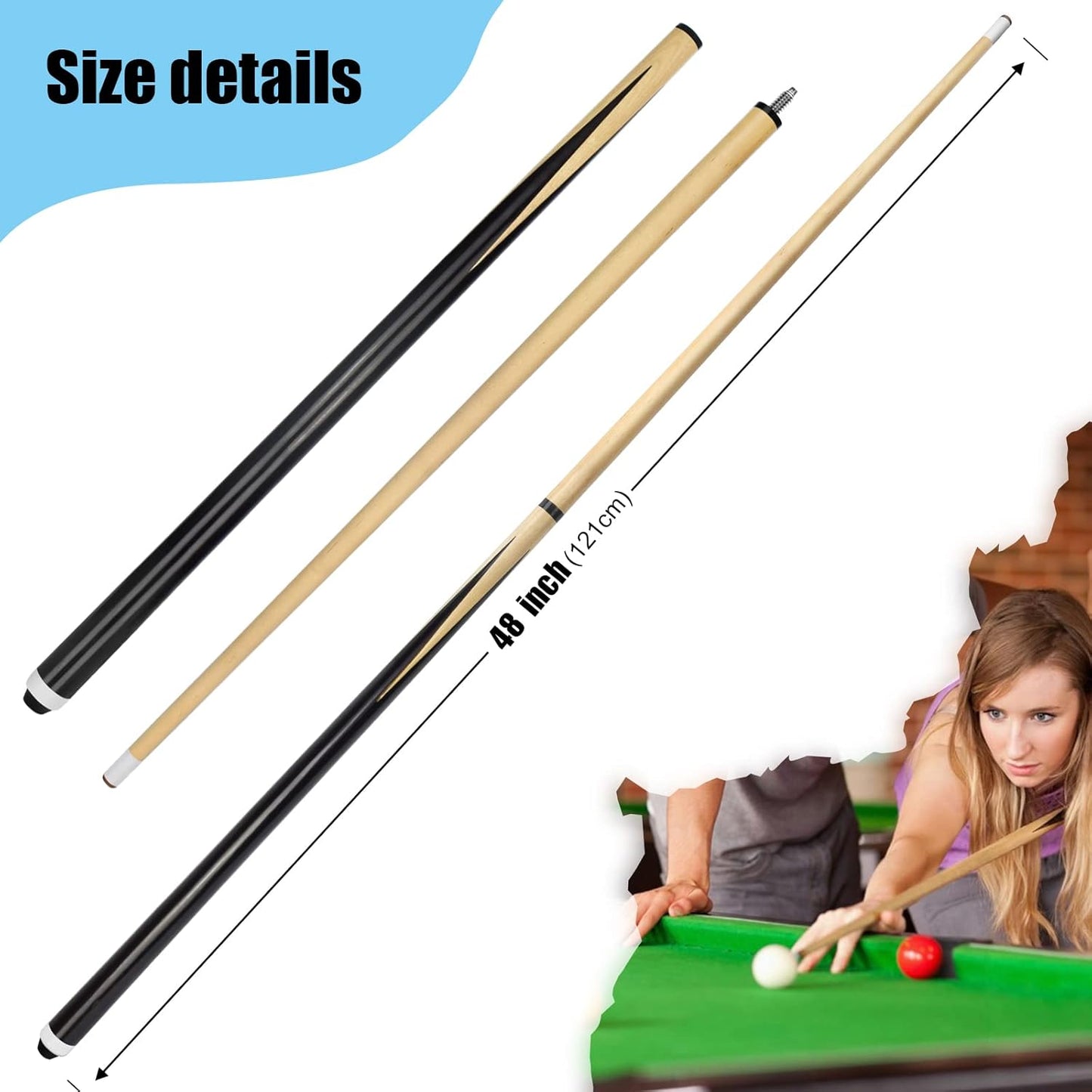 Holz-Billard-Queue-Set für Kinder, 122 cm Set Von 2