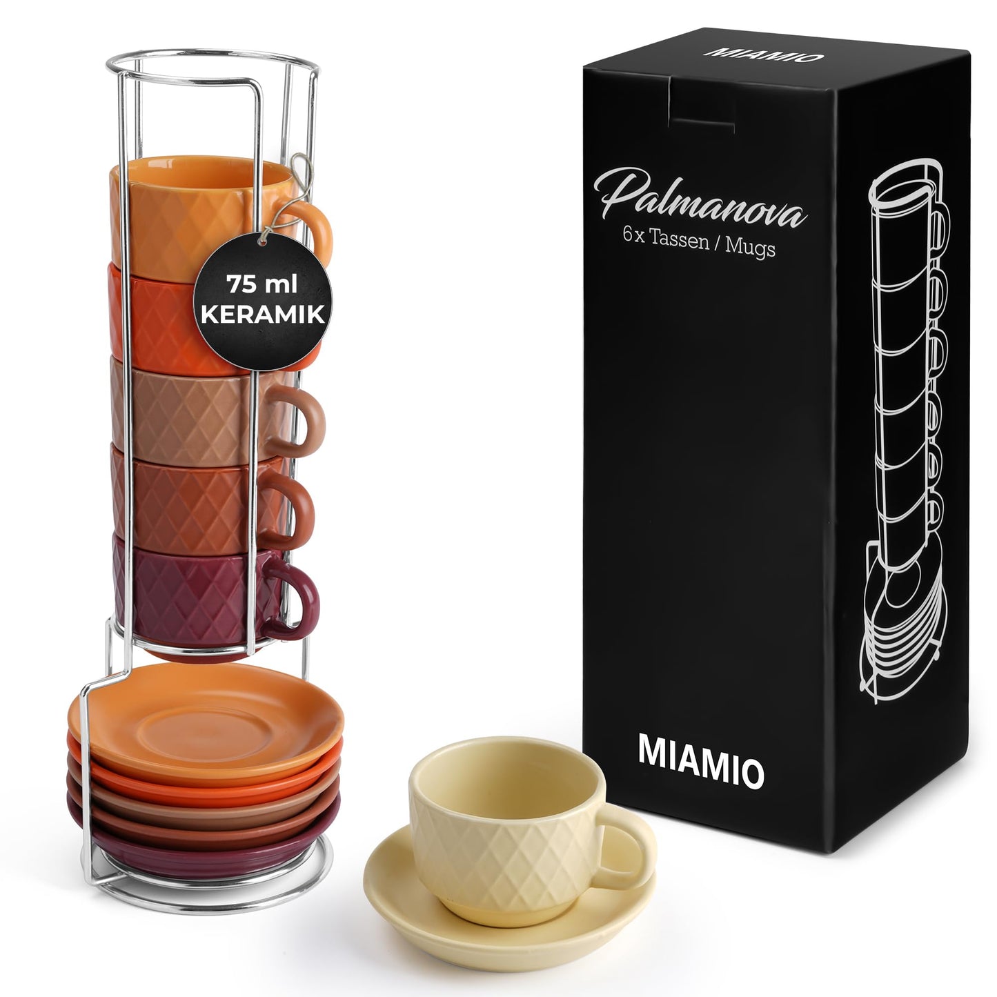 Espressotassen-Set mit Ständer, Magma
