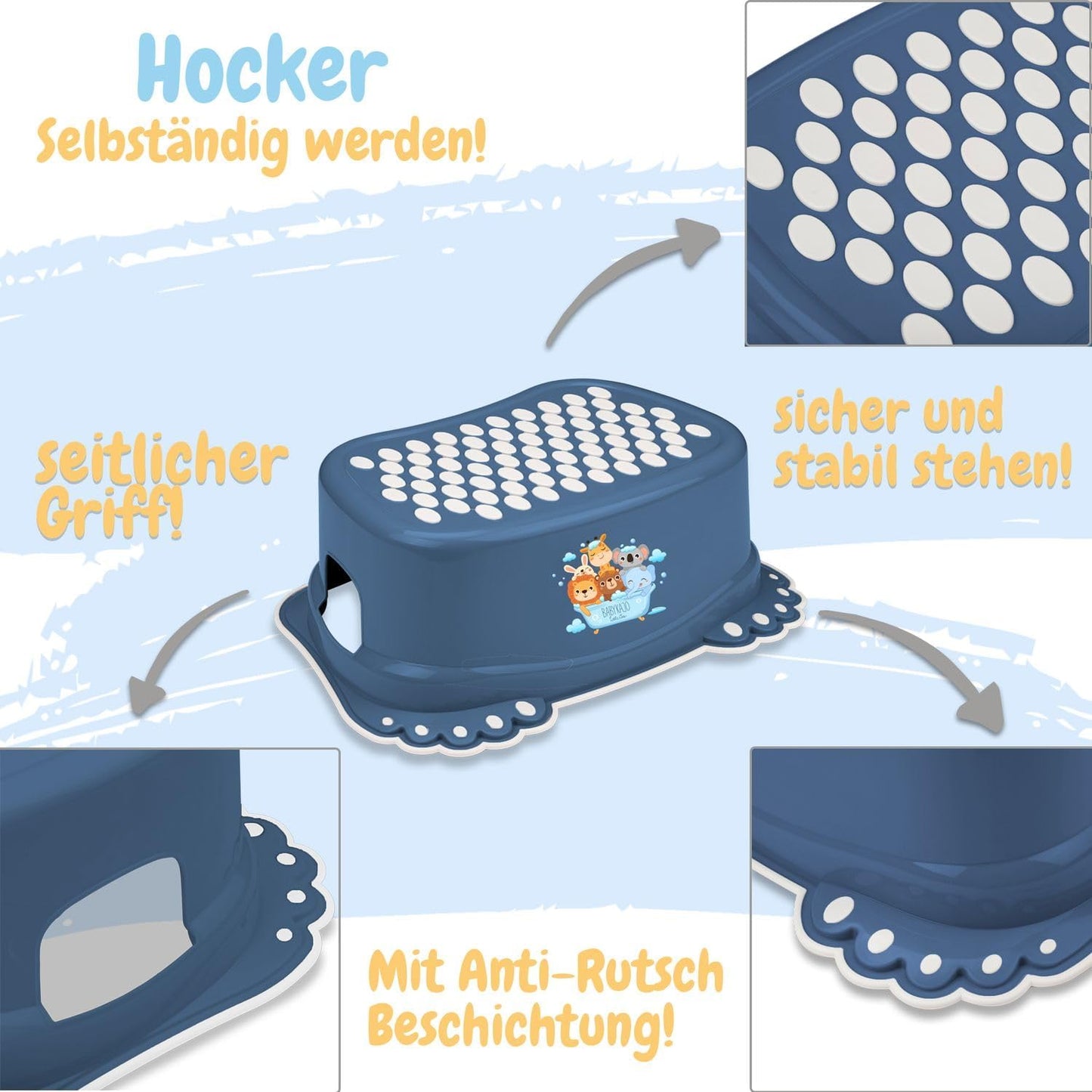 Toilettentrainer mit Tritthocker-Set ab 2 Jahren, Dunkelblau 2 - Set
