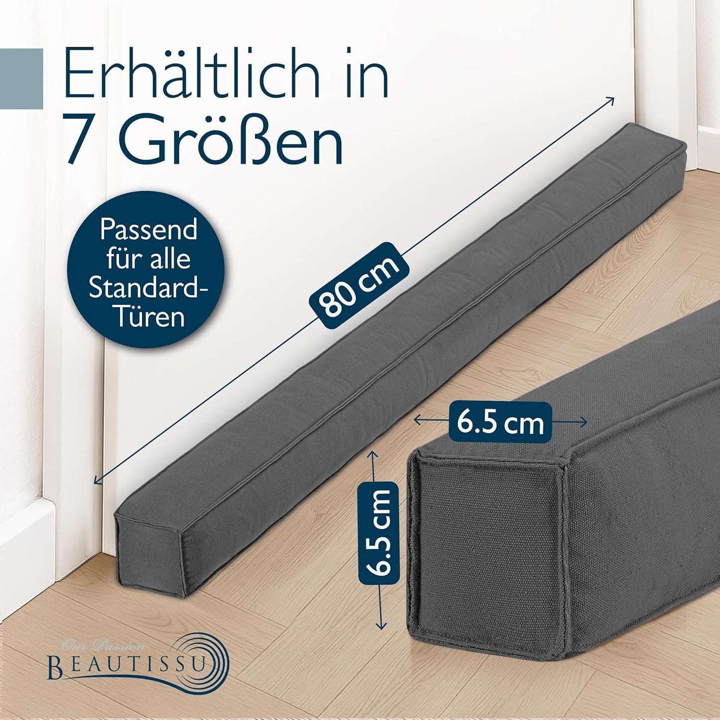 Zugluftstopper für Türen & Fenster (80 cm), Anthrazit 80 cm