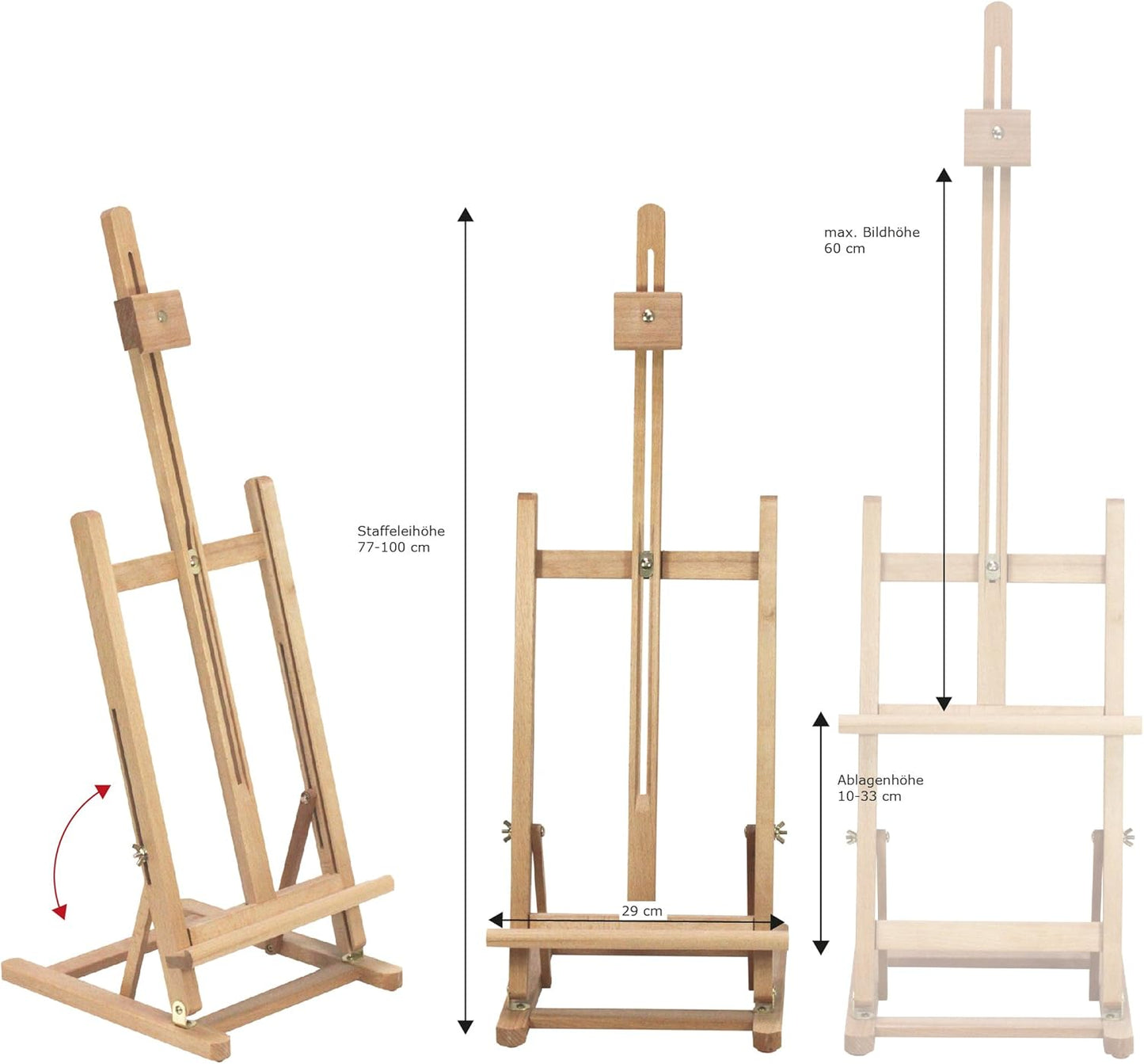 Tischstaffelei T-60, verstellbar bis 60 cm, für Keilrahmen bis zu 60cm