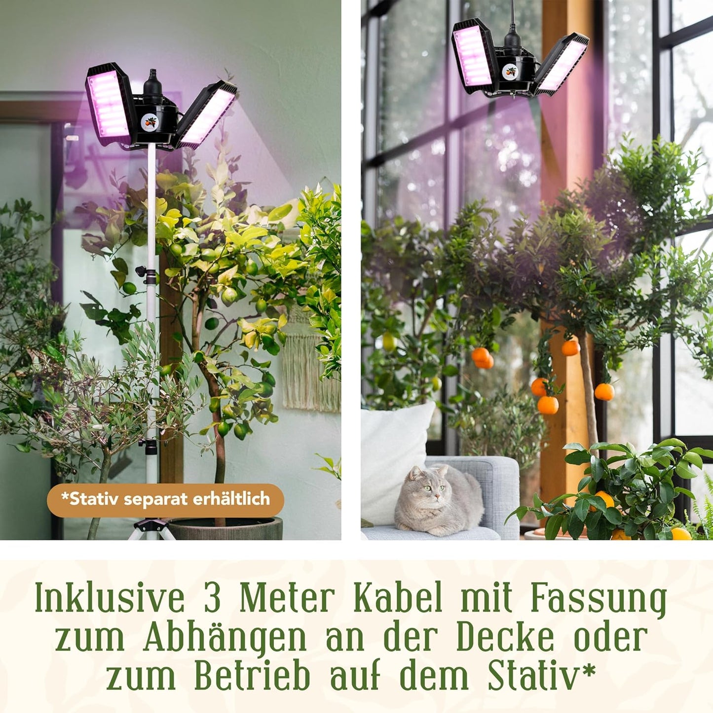 LED-Pflanzenlampe FLEX [100W] mit Stativ, LED Lampe mit Stativ