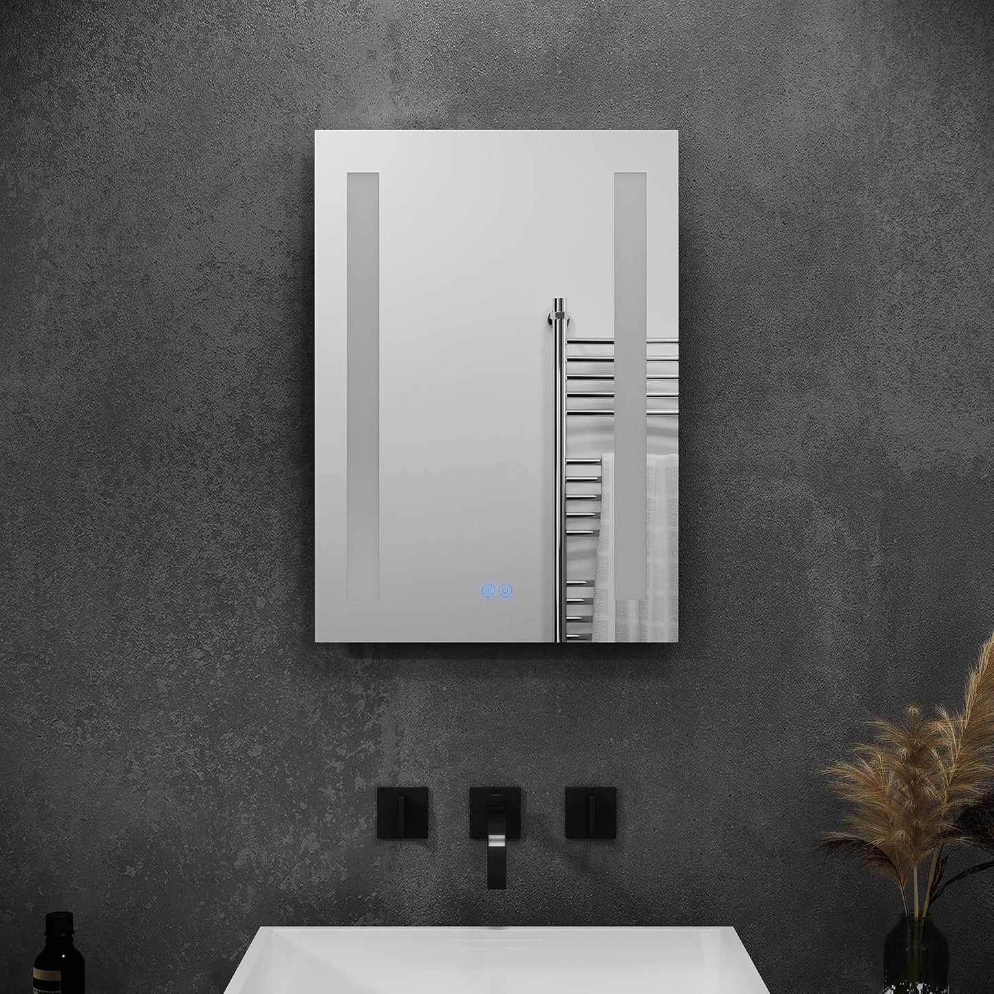 Badspiegel mit LED-Beleuchtung und Touch-Schalter, 70L x 50B cm Weiss-6