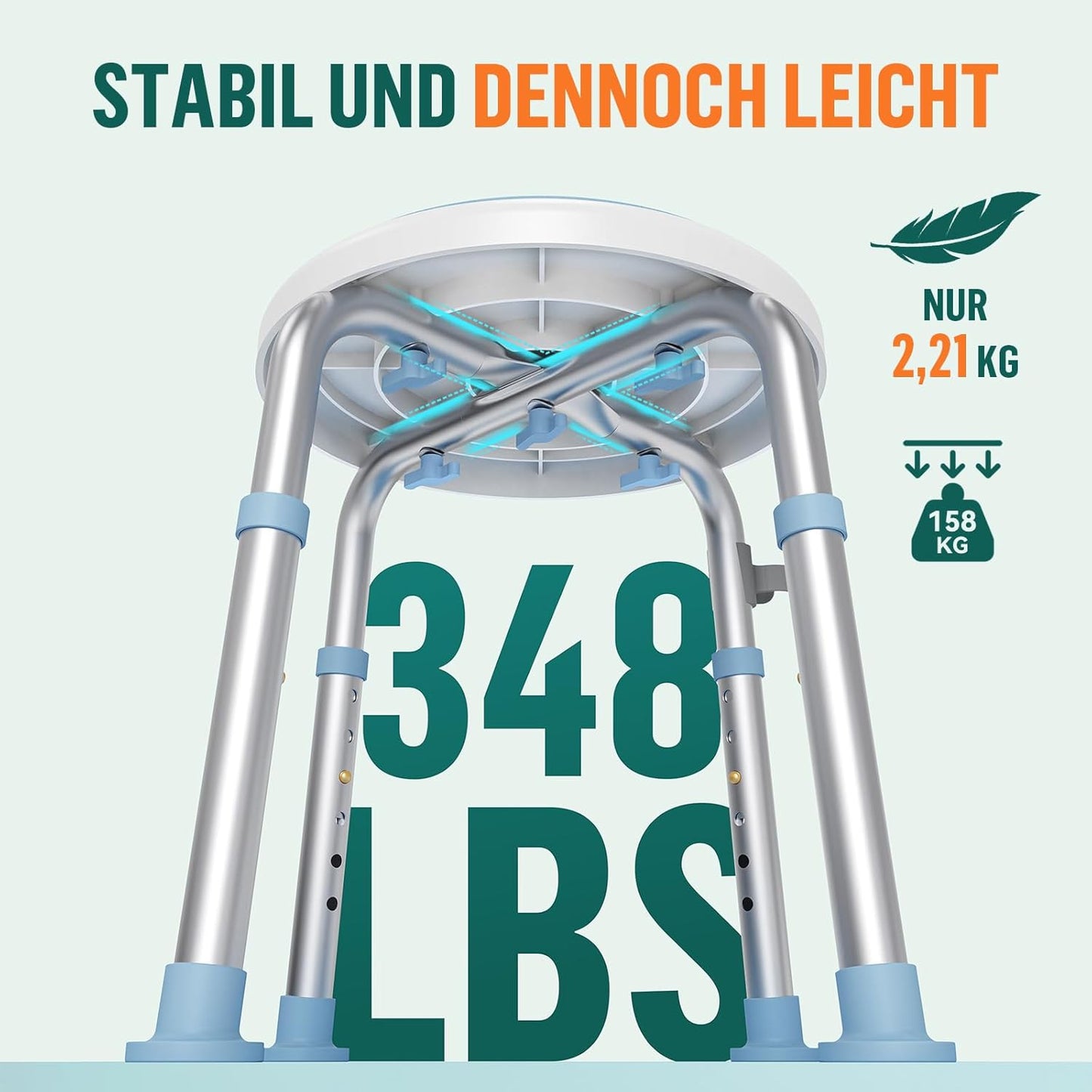 Drehbarer Duschhocker, LC01-Blau