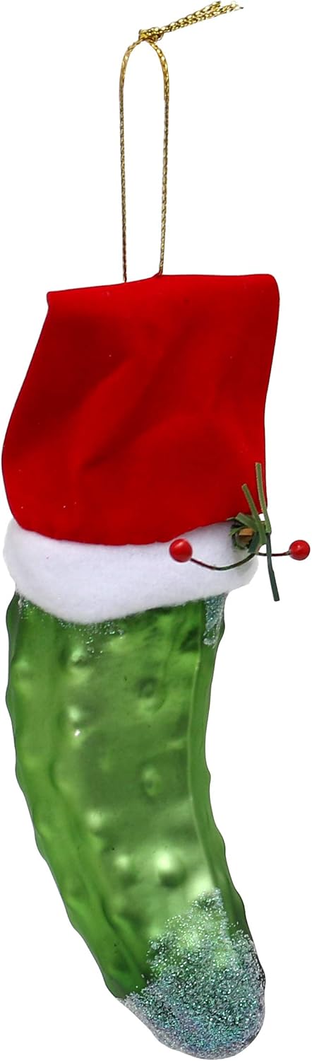 Christbaumschmuck Weihnachtsgurke mit Hut, Gurke mit Hut