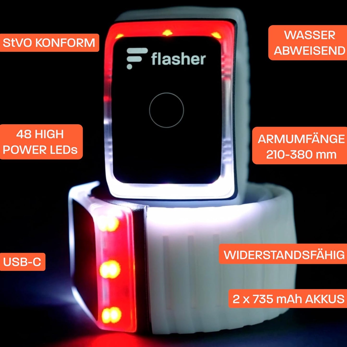Smarte Blinker Armbänder für Fahrrad, E-Scooter, Läufer