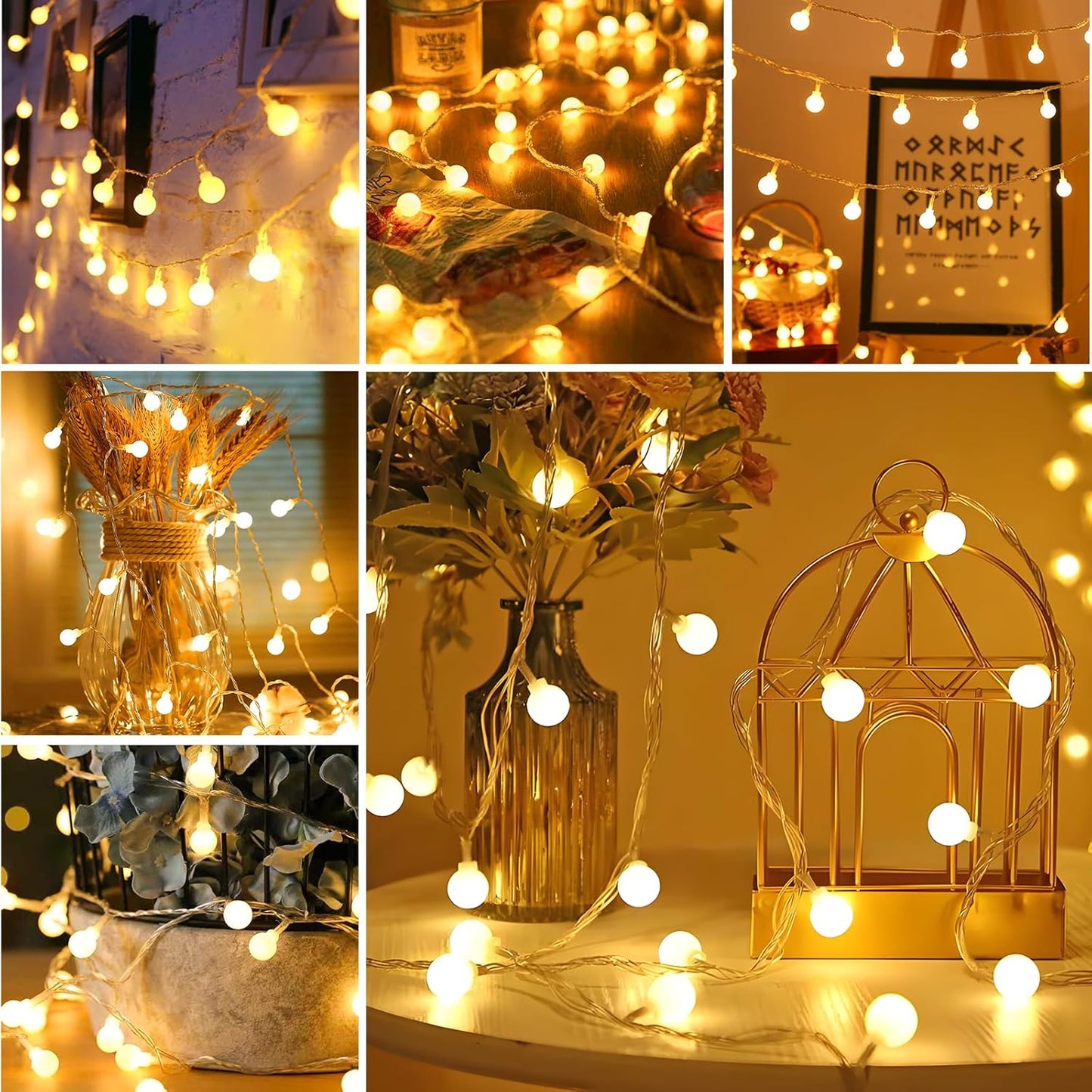 LED Lichterkette mit Fernbedienung mit 100 Lichter, dimmbar, Timerfunktion