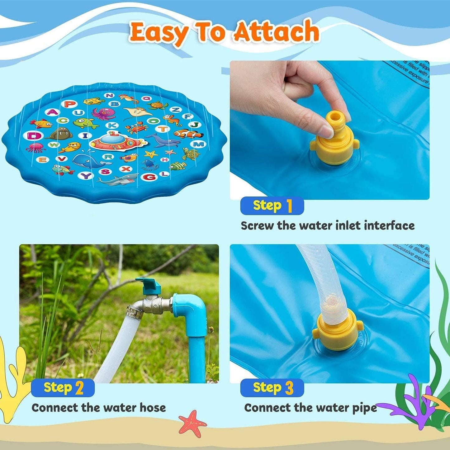 Grosse Sprinkler-Wasserspielmatte, 170 cm