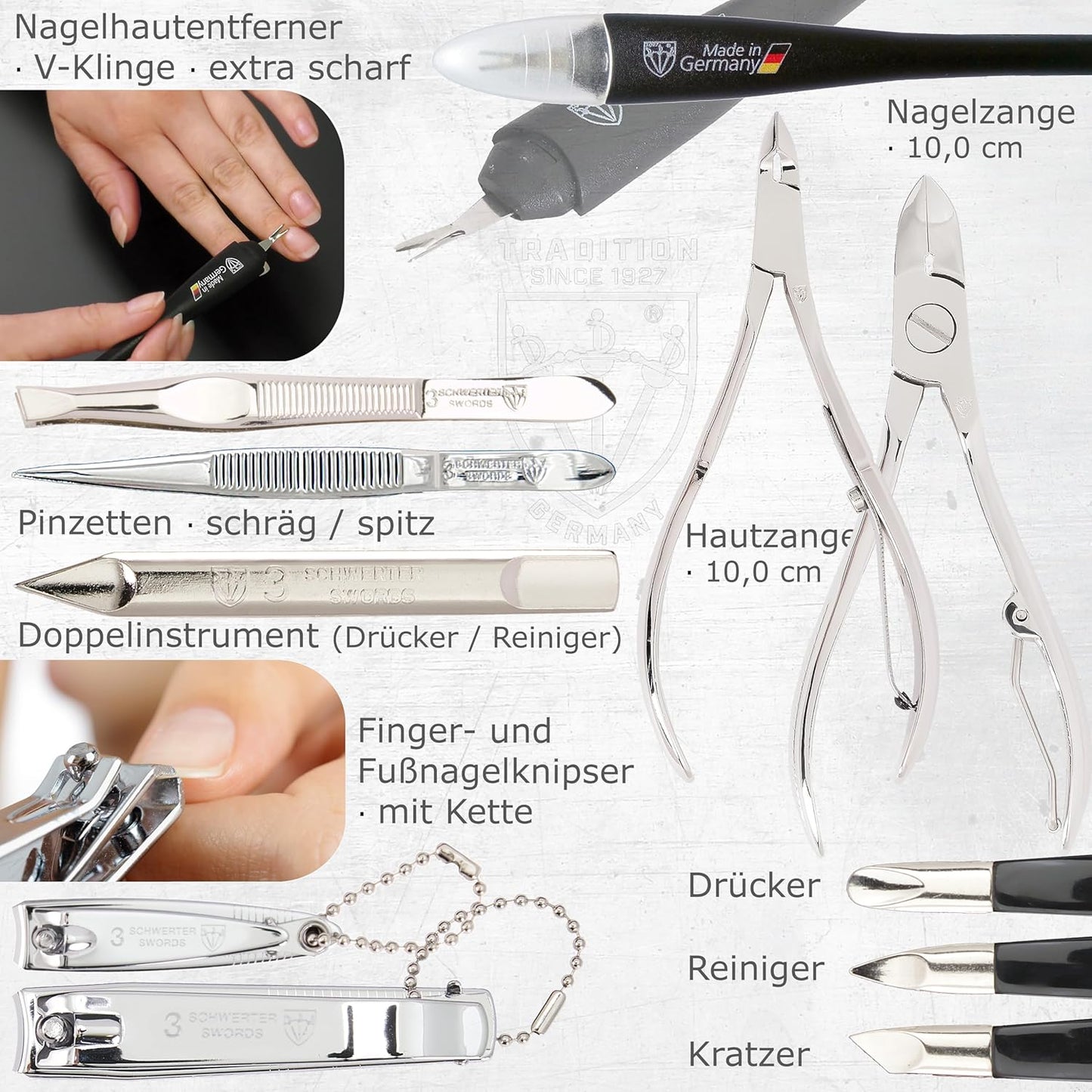 16-teiliges Maniküre-Pediküre-Set Cinisello, MINT / KUNSTLEDER