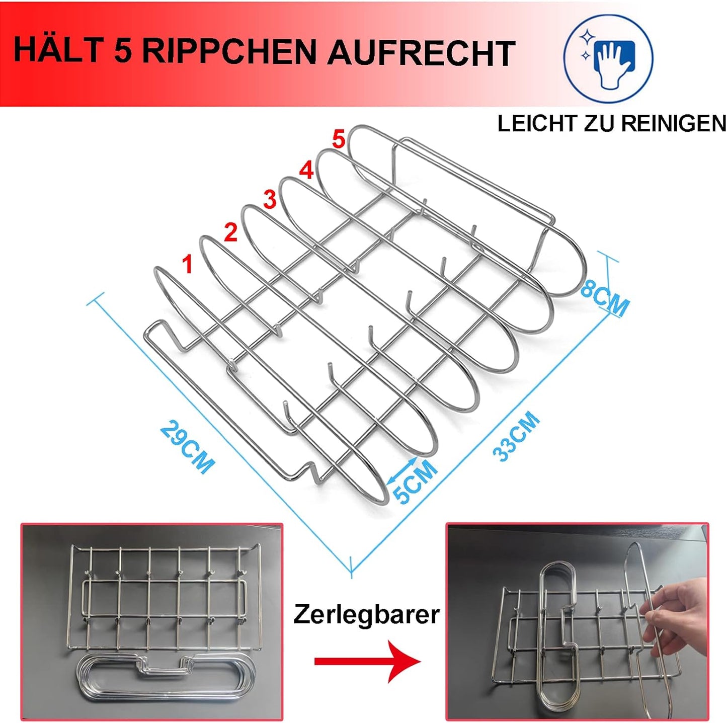 Spareribs-Halter für 5 Rippchen