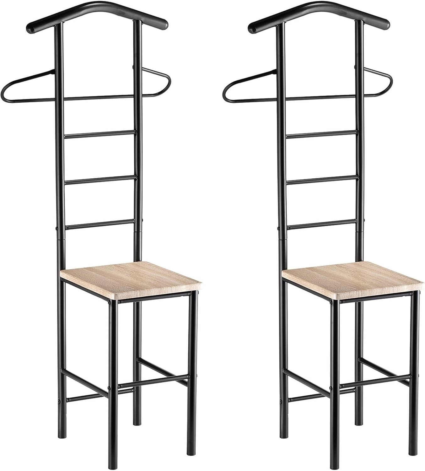 Herrendiener Kleiderständer-Set (2 Stück), Schwarz/Sonoma Eiche