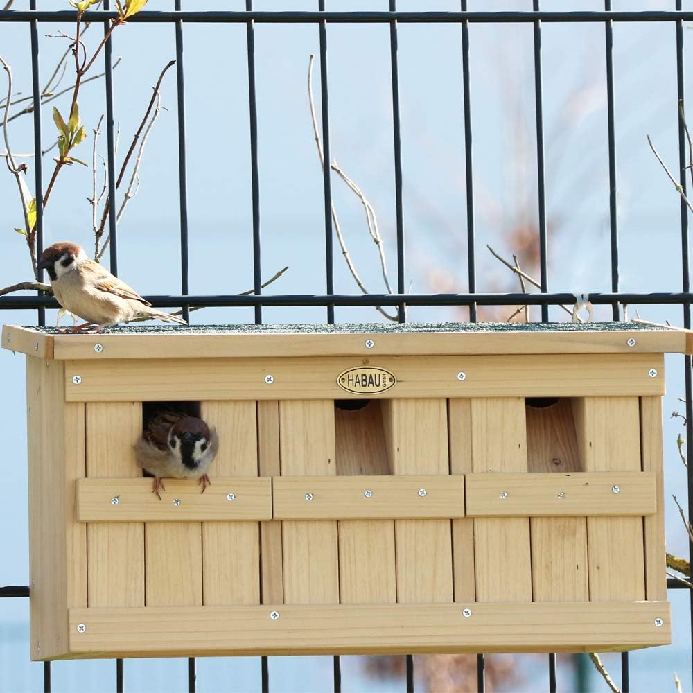 Nistkasten und Spatzenhaus mit 3 Brutkammern
