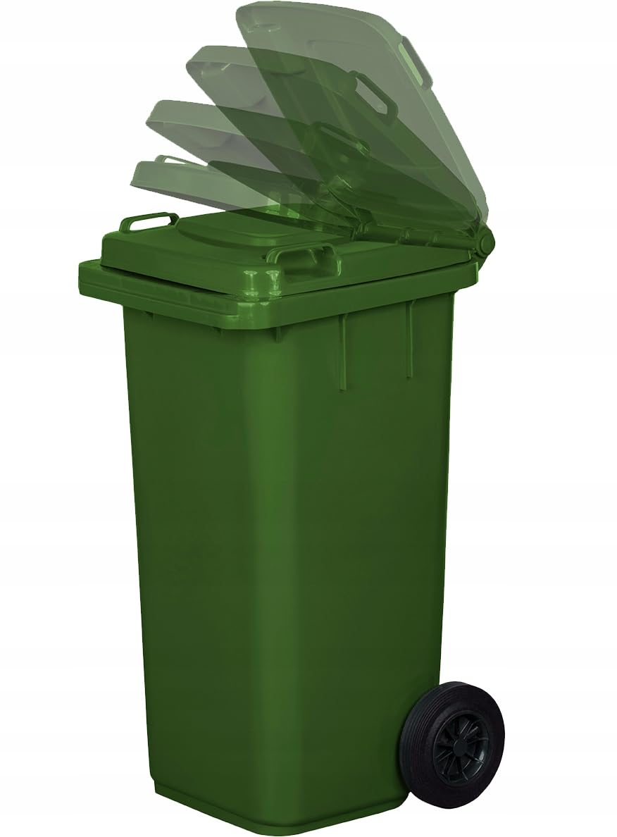 Mülltonne 120L mit Rädern, Grün