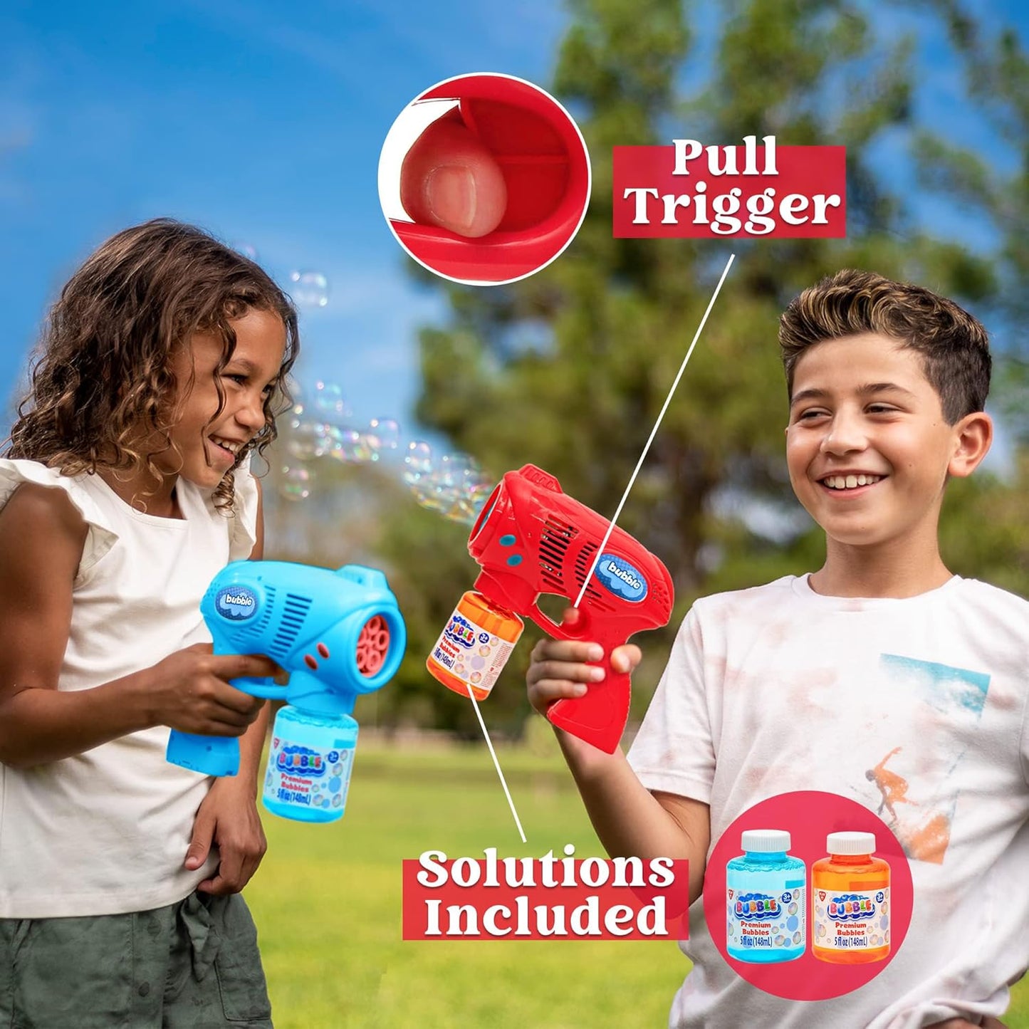 Seifenblasenpistolen-Set für Kinder, Blau+rot