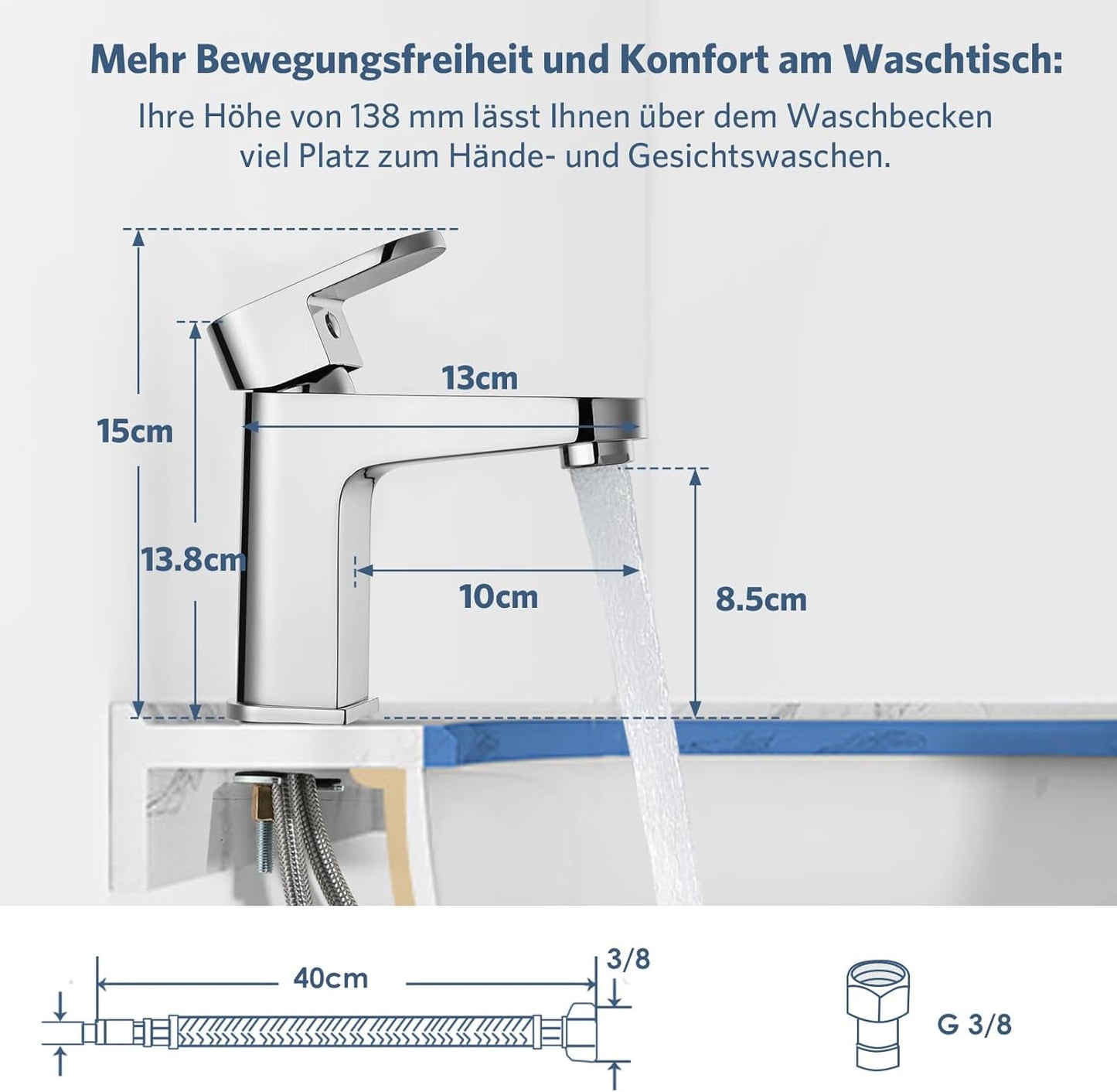 Waschtischarmatur, Chrom|ohne Ablaufgarnitur