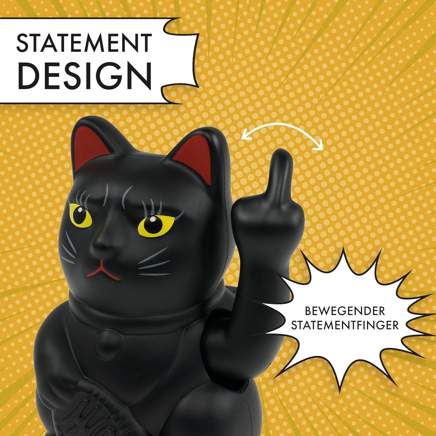 Mini Winkekatze Lucky, Black Solar