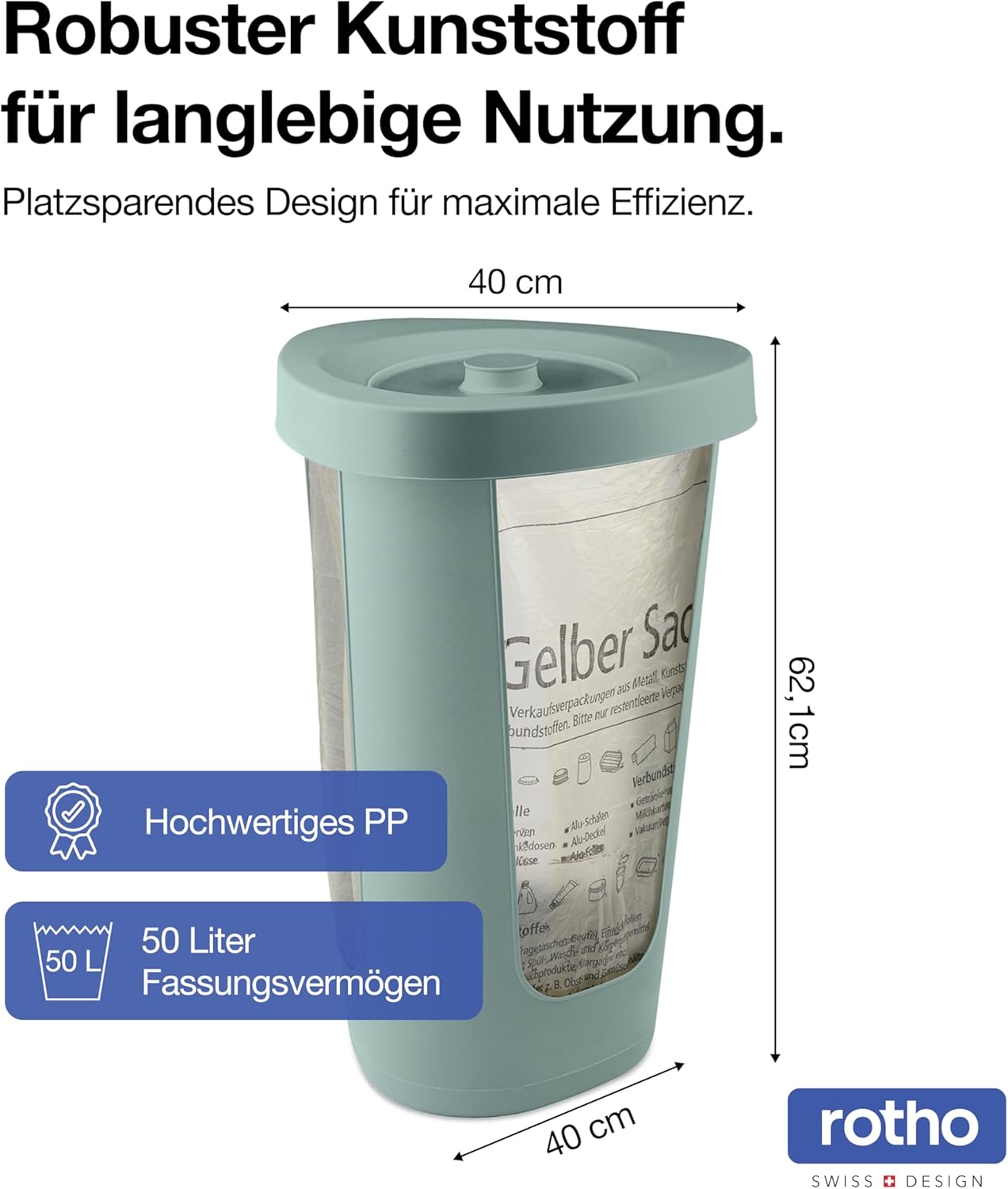 Müllsackständer mit Deckel, 1 x Müllsackständer Grün