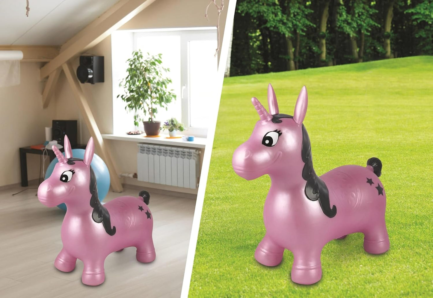 Aufblasbares pinkes Hüpfeinhorn, Einhorn