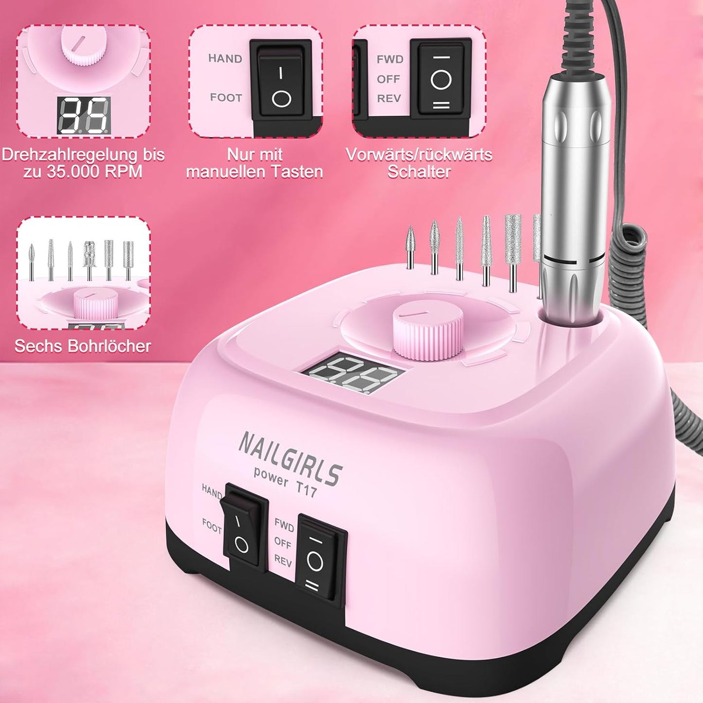 Elektrischer Nagelfräser, Rosa