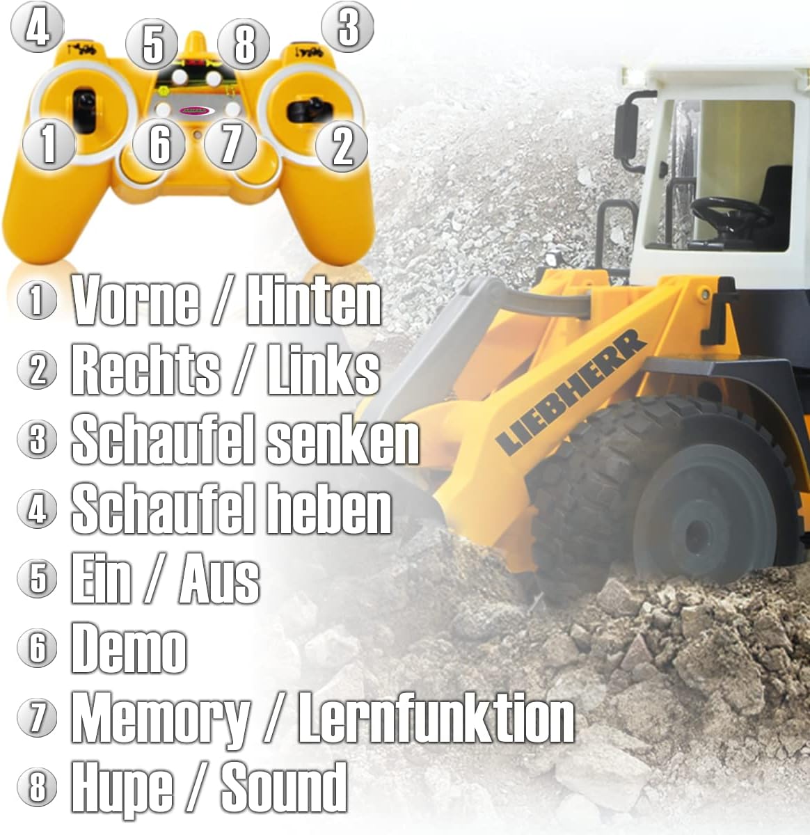 Ferngesteuerter Baustellen-Radlader 1:20 Liebherr 564, Liebherr Radlader 564
