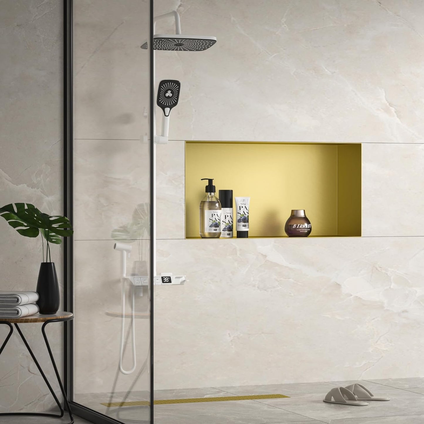 Duschnische zur Unterputzmontage, 60 x 30 x 10 cm Gold