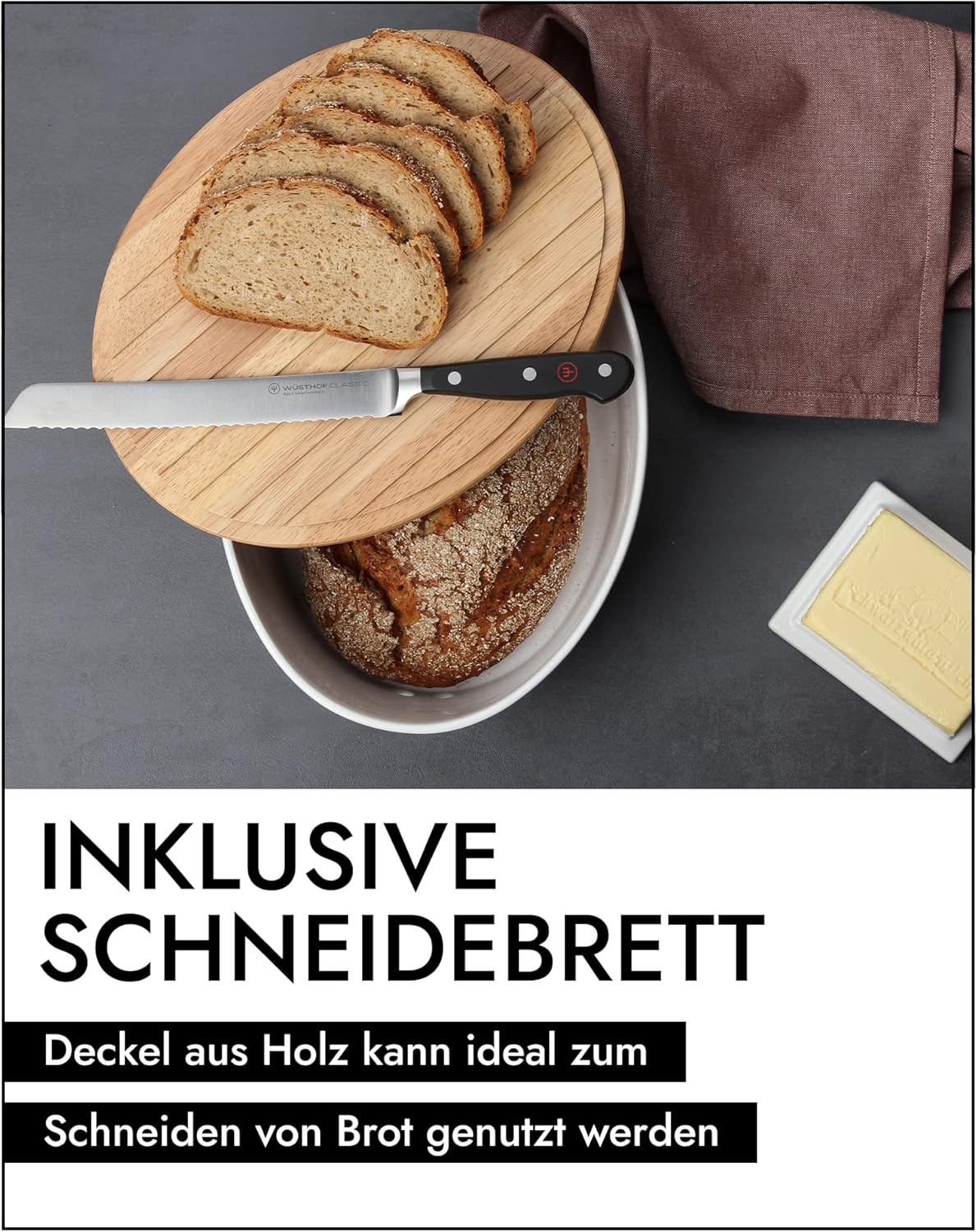 Brottopf, 36 x 23 x 13,5 centimeters Weiss