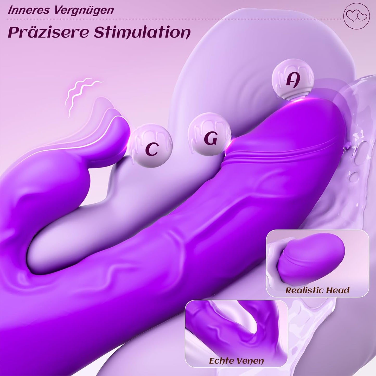 Doppel-Vibrator mit 10 Stoss- und Vibrationsfunktionen, Lila