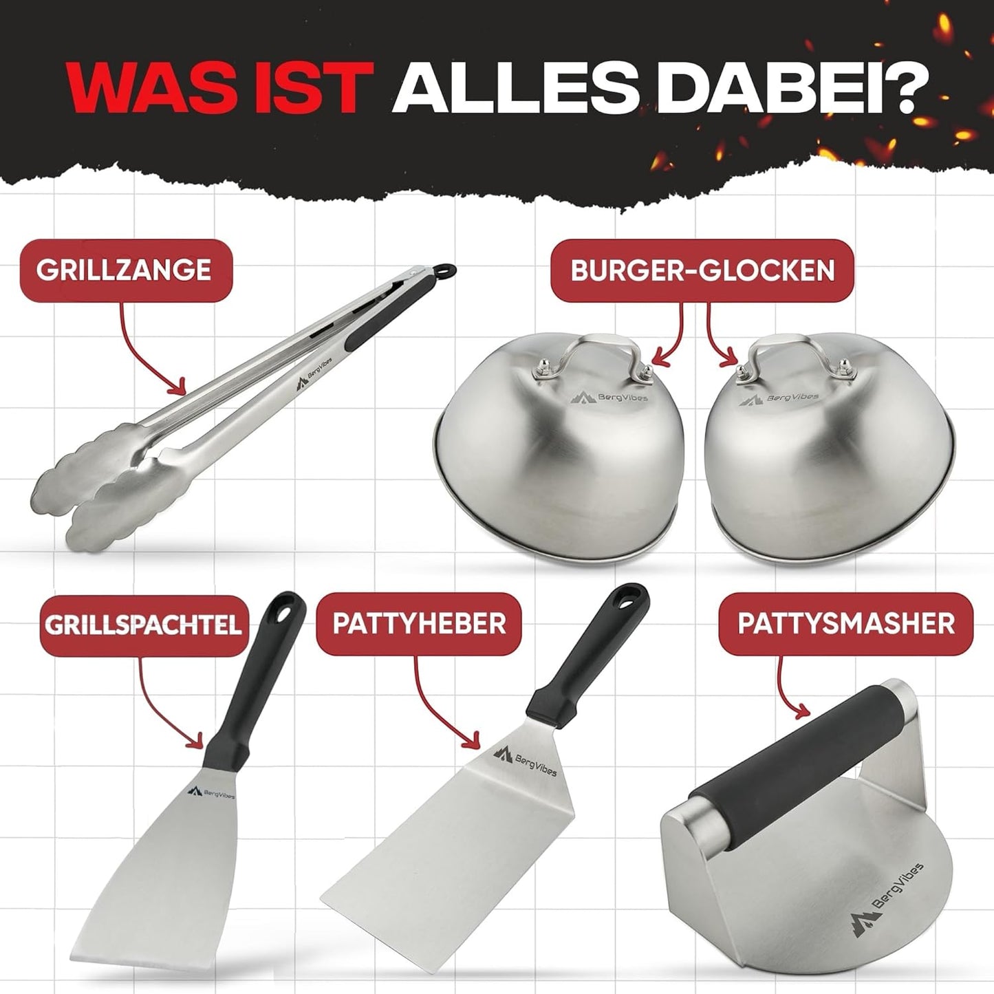 6-teiliges Smash Burger Set, Exklusive