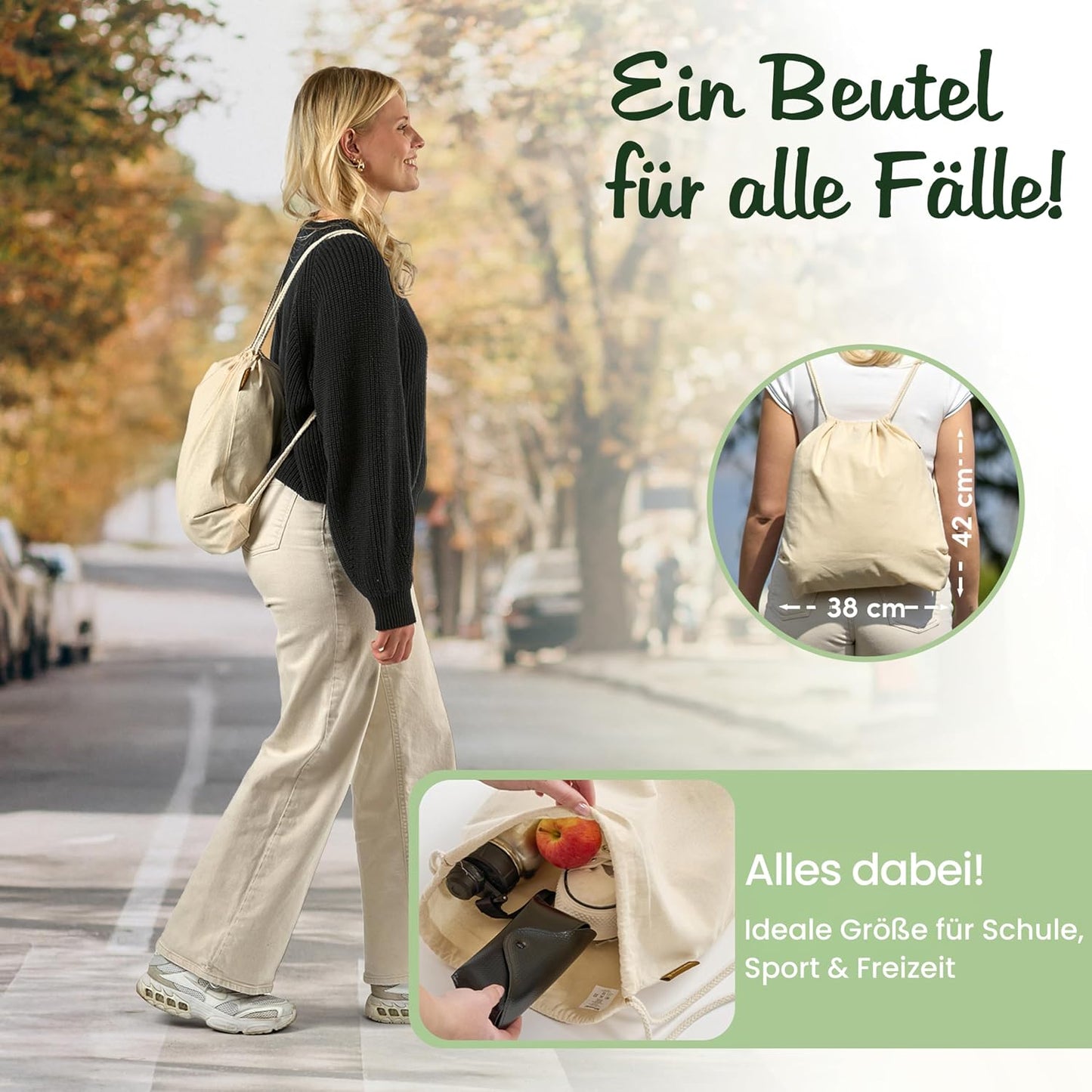 10er-Set Turnbeutel, Natur