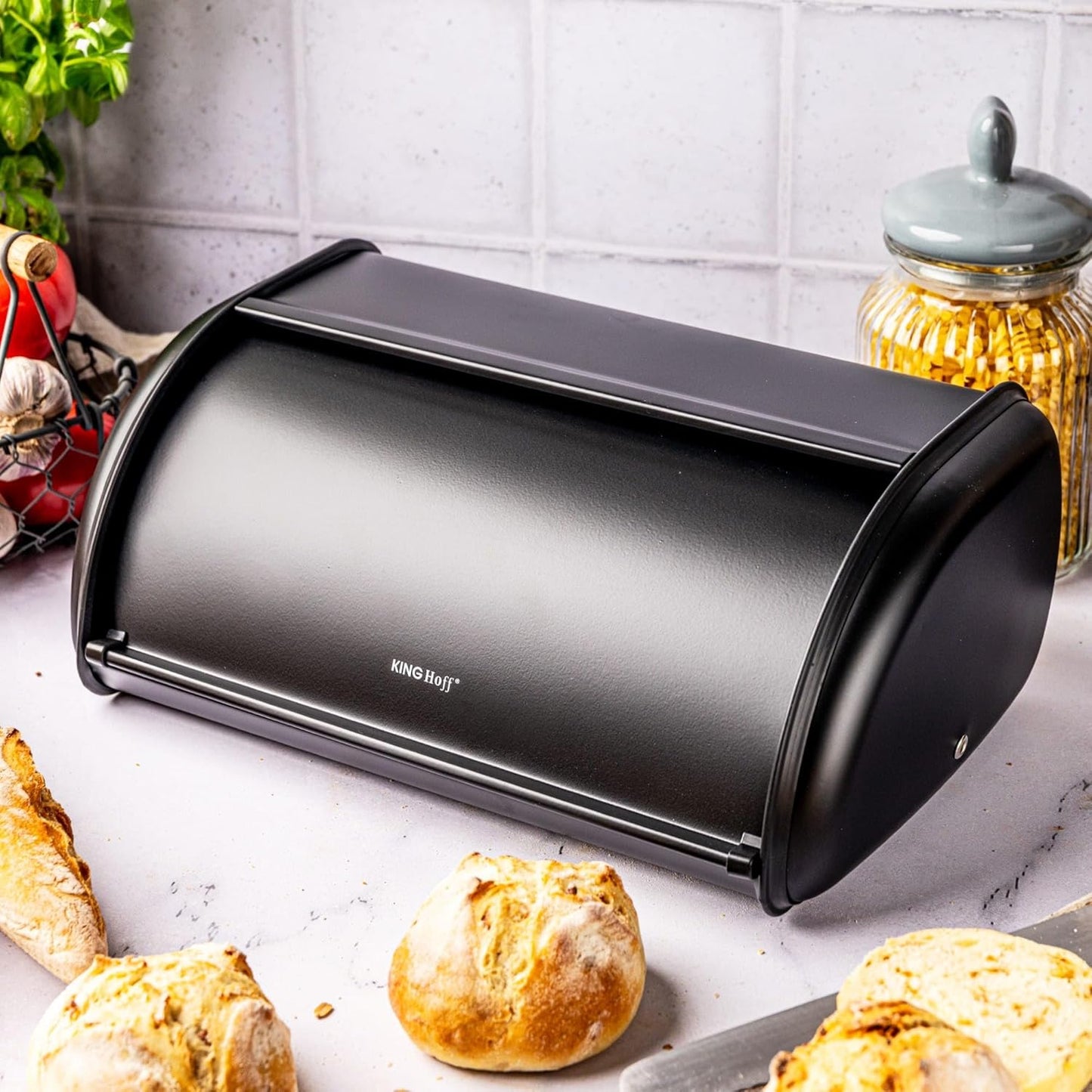 Brotkasten ‎KH-1834, Schwarz 44L x 27B x 18,5H cm